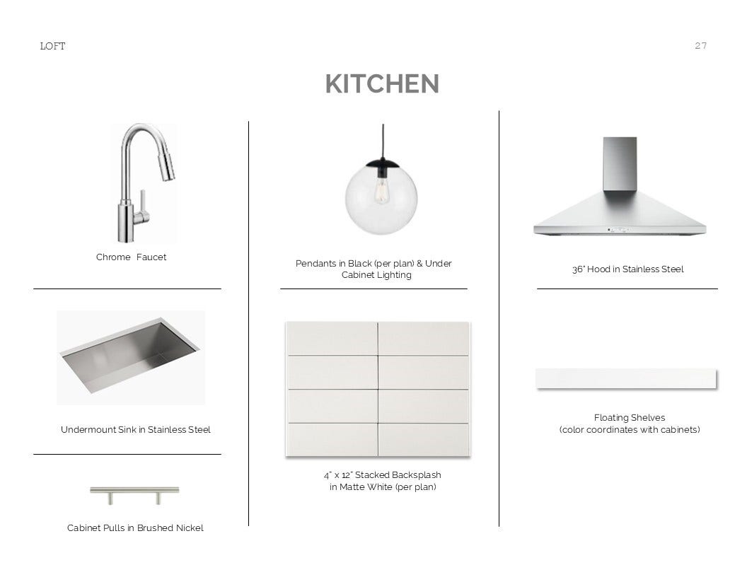 4504 Leon Meadow Lane, Houston, TX 77048 Loft Look Palette 6: Kitchen Selection Sheet (*Artist rendering used for illustration purposes only.)