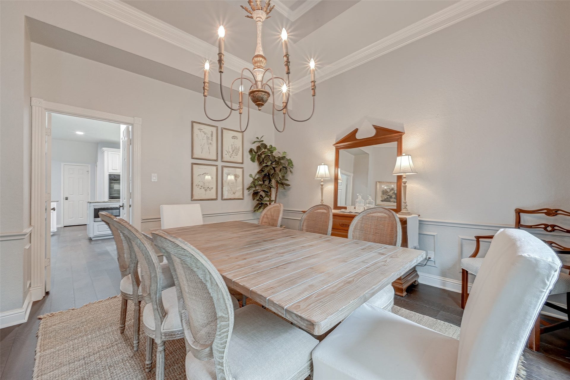 7707 Stone Arbor Drive, Sugar Land, TX 77479 Beautiful is nice, but practical matters too! The formal dining room sits just steps from the kitchen, with double doors that can be left open for easy flow or closed when you want a little separation. Its convenient for bringing dinner to the table, refilling a glass, or sneaking back for dessert! And if formal dining isnt your style, this generously sized room offers another opportunity to rethink the space and make it work for the way you live.
