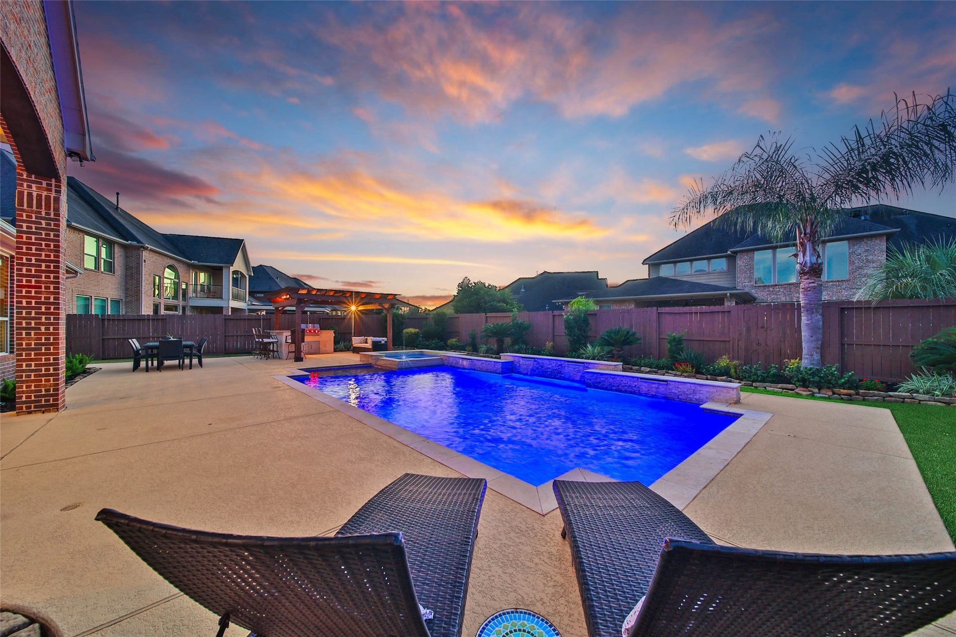 5318 Briarcliff Lane, Fulshear, TX 77441 Evening Ambiance- enjoy endless sunsets in your own backyard!