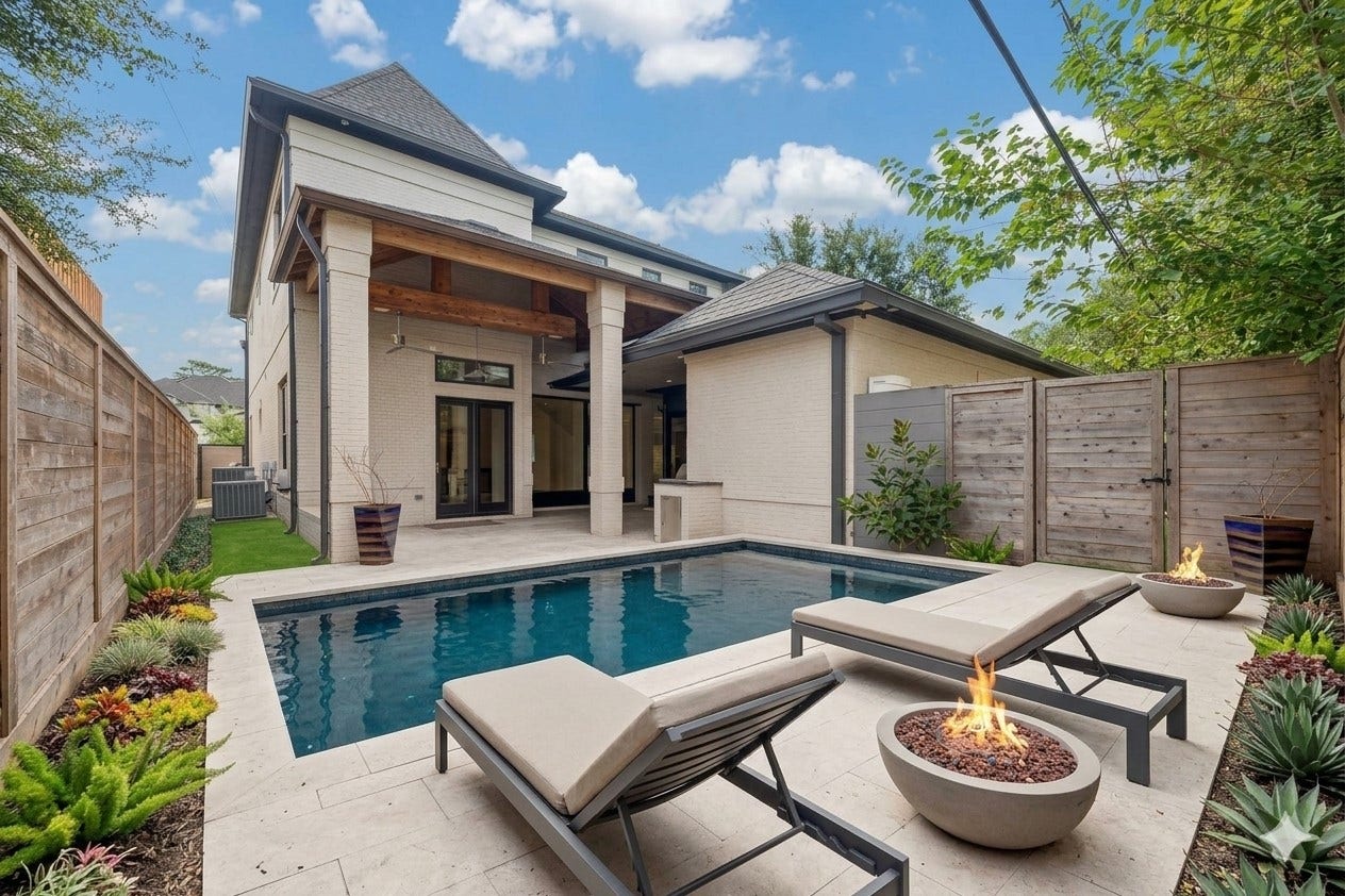 1601 Pine Chase Drive, Houston, TX 77055 Beautiful, relaxing outdoor space. *Pool is virtually rendered*