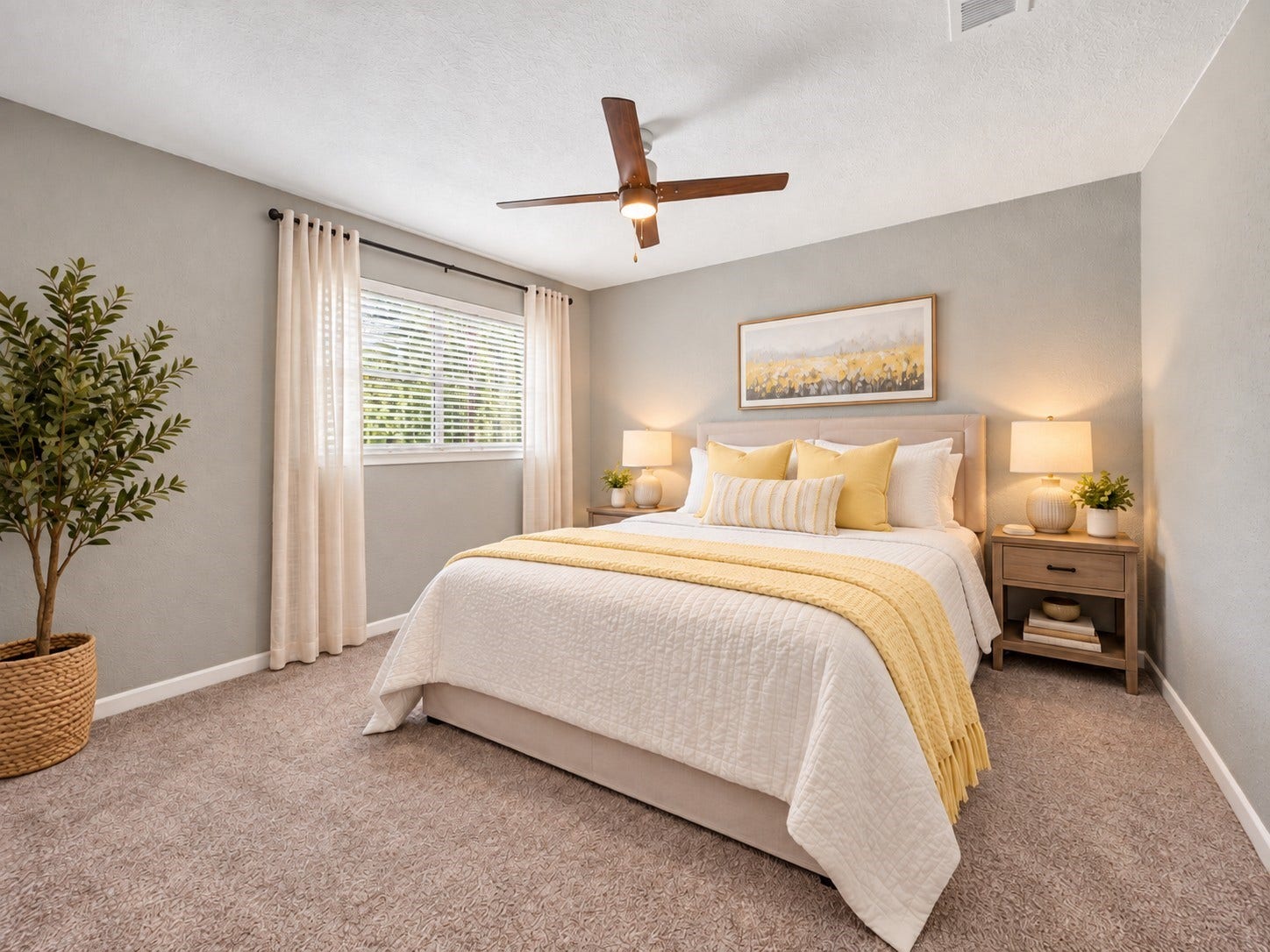 10818 Creektree Drive, Houston, TX 77070 Secondary Bedroom (Virtually Staged)
Inviting secondary bedroom featuring soft neutral tones, plush carpeting, ceiling fan, and a large window providing beautiful natural light. Spacious layout offers comfort and versatility.