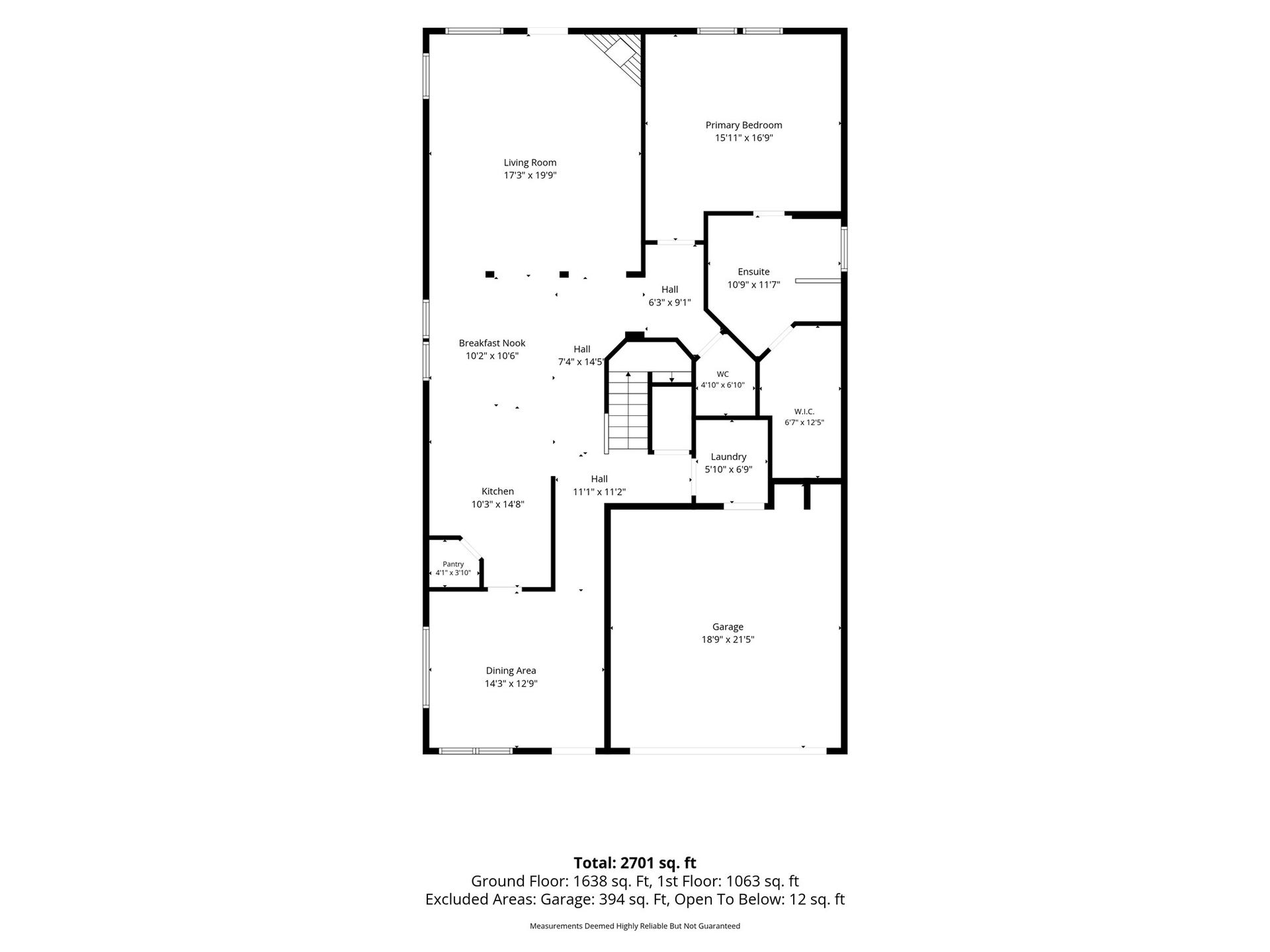 19302 Christine Crossing Drive, Richmond, TX 77407 The 1st-floor plan highlights the homes spacious living and dining areas, remodeled kitchen, primary suite and convenient half bath.