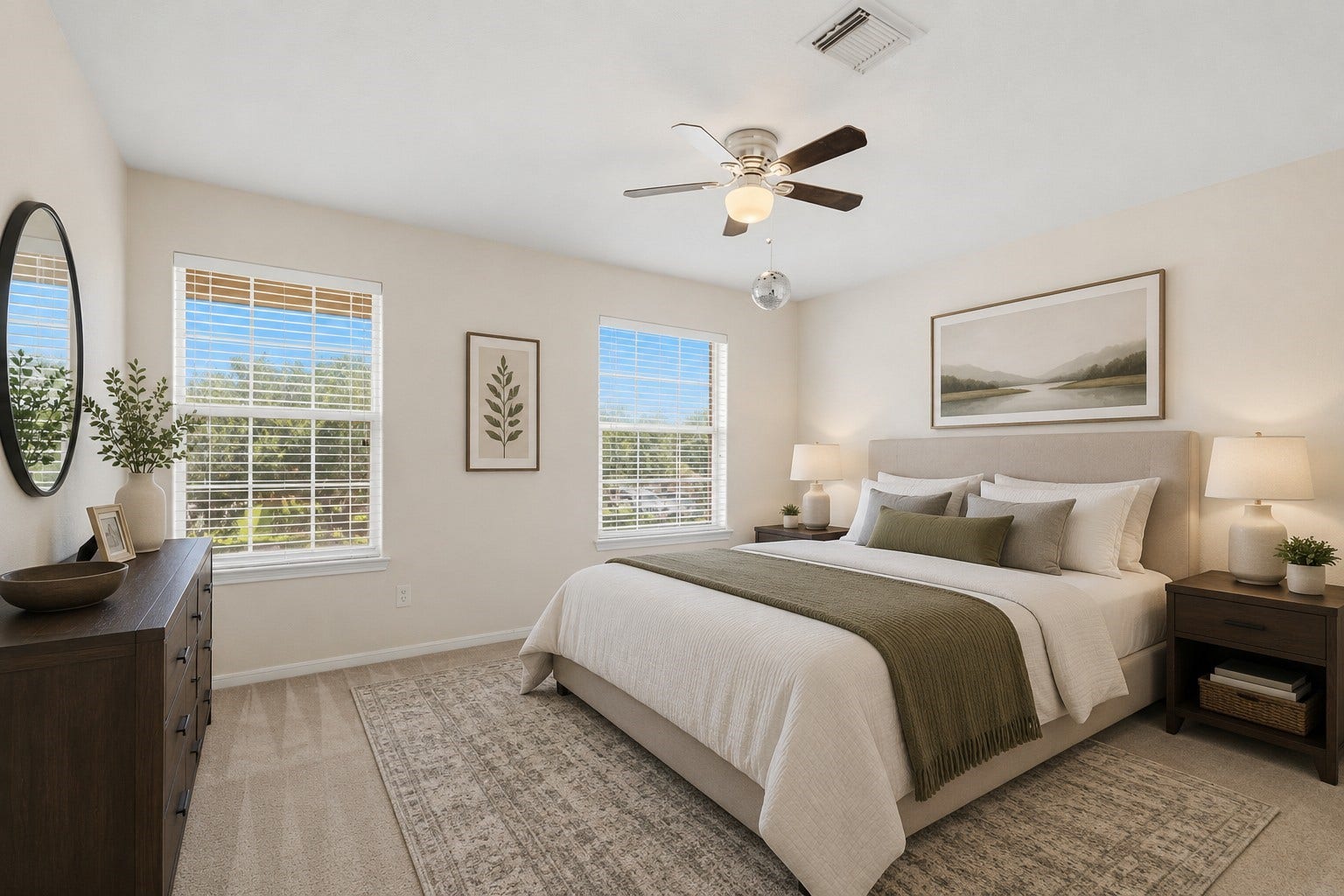 19302 Christine Crossing Drive, Richmond, TX 77407 Bedroom 2 offers a comfortable layout, natural light, a ceiling fan and plenty of space for rest, study or hobbies. *Virtually staged.*