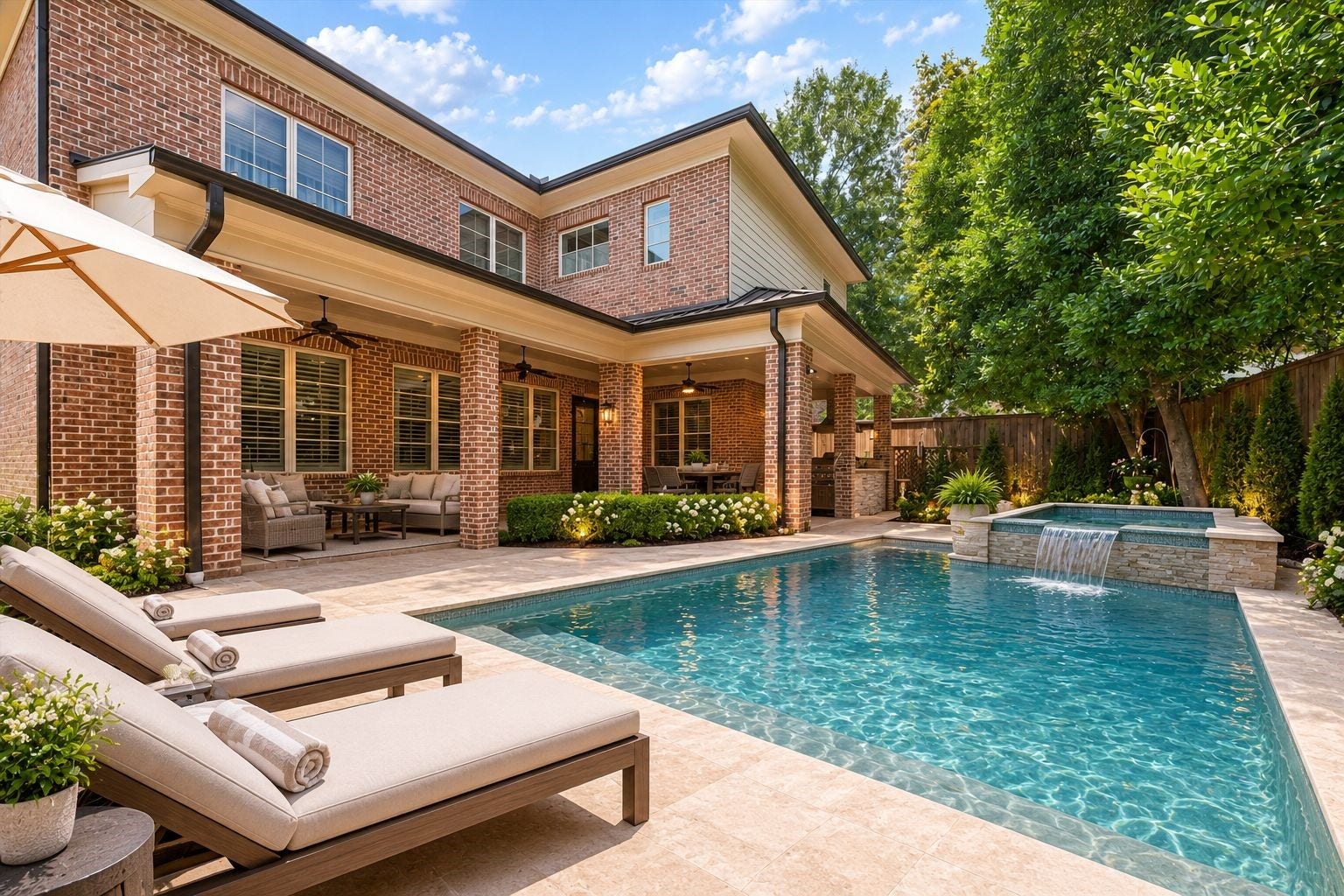 Virtually staged to include a pool.