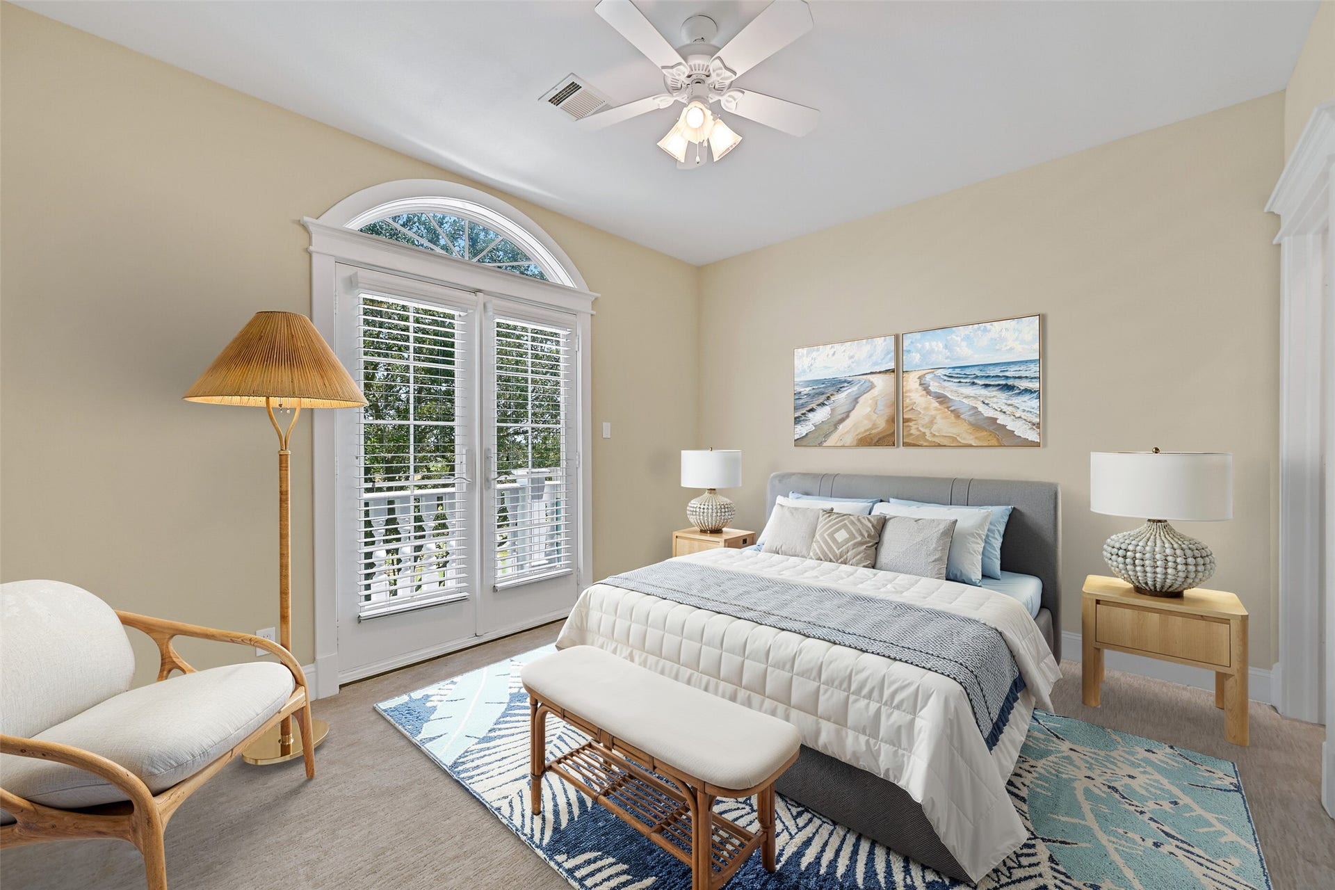 6 Barque Lane, Galveston, TX 77554 3rd bedroom which features a private balcony. This photo is virtually-staged.