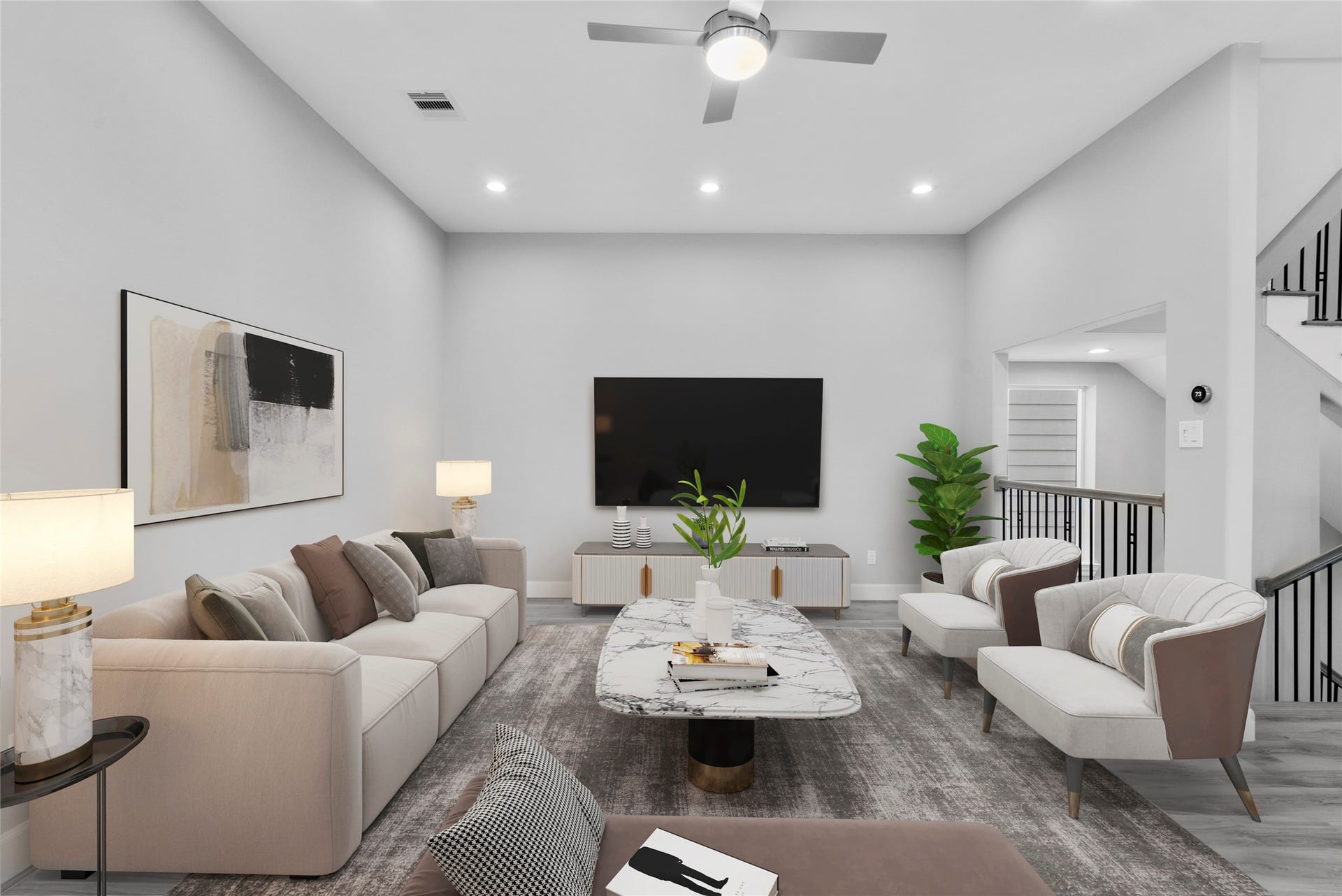 1122 W 16th Street, #B, Houston, TX 77008 Living room- Virtually staged to illustrate potential