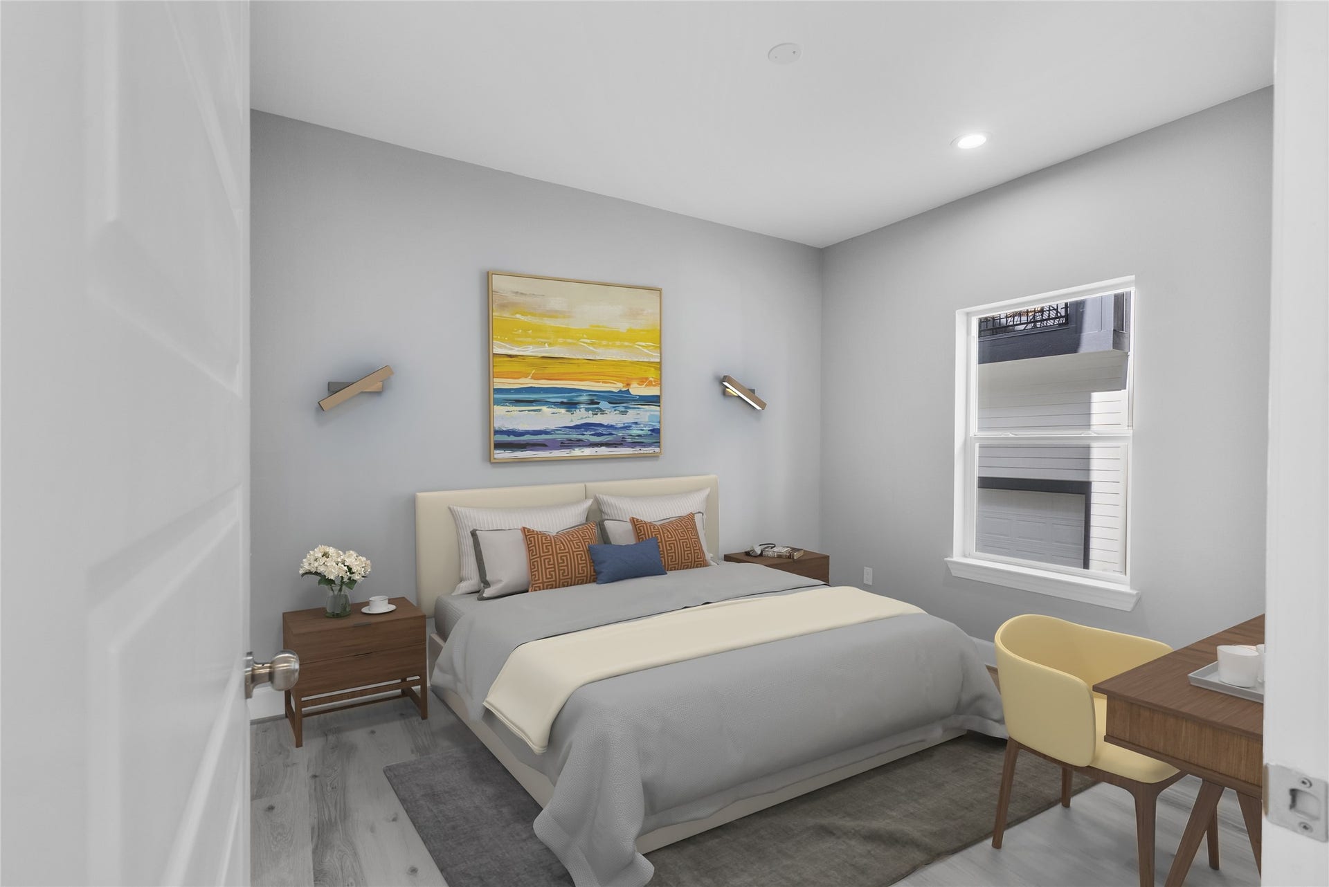 1122 W 16th Street, #B, Houston, TX 77008 Guest bedroom virtually staged to illustrate potential