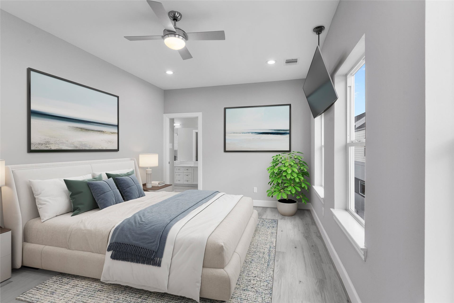 1122 W 16th Street, #B, Houston, TX 77008 Primary Bedroom Virtually Staged to Illustrate potential