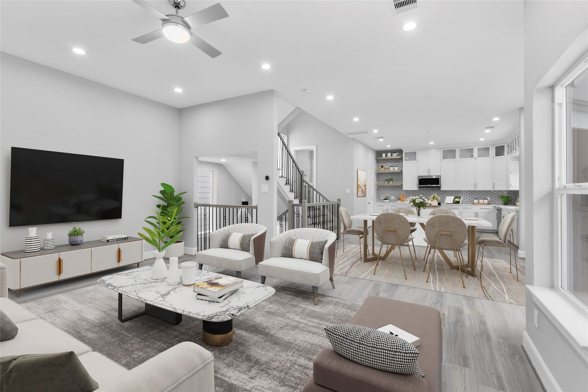 1122 W 16th Street, #B, Houston, TX 77008 Living room - Virtually staged to illustrate