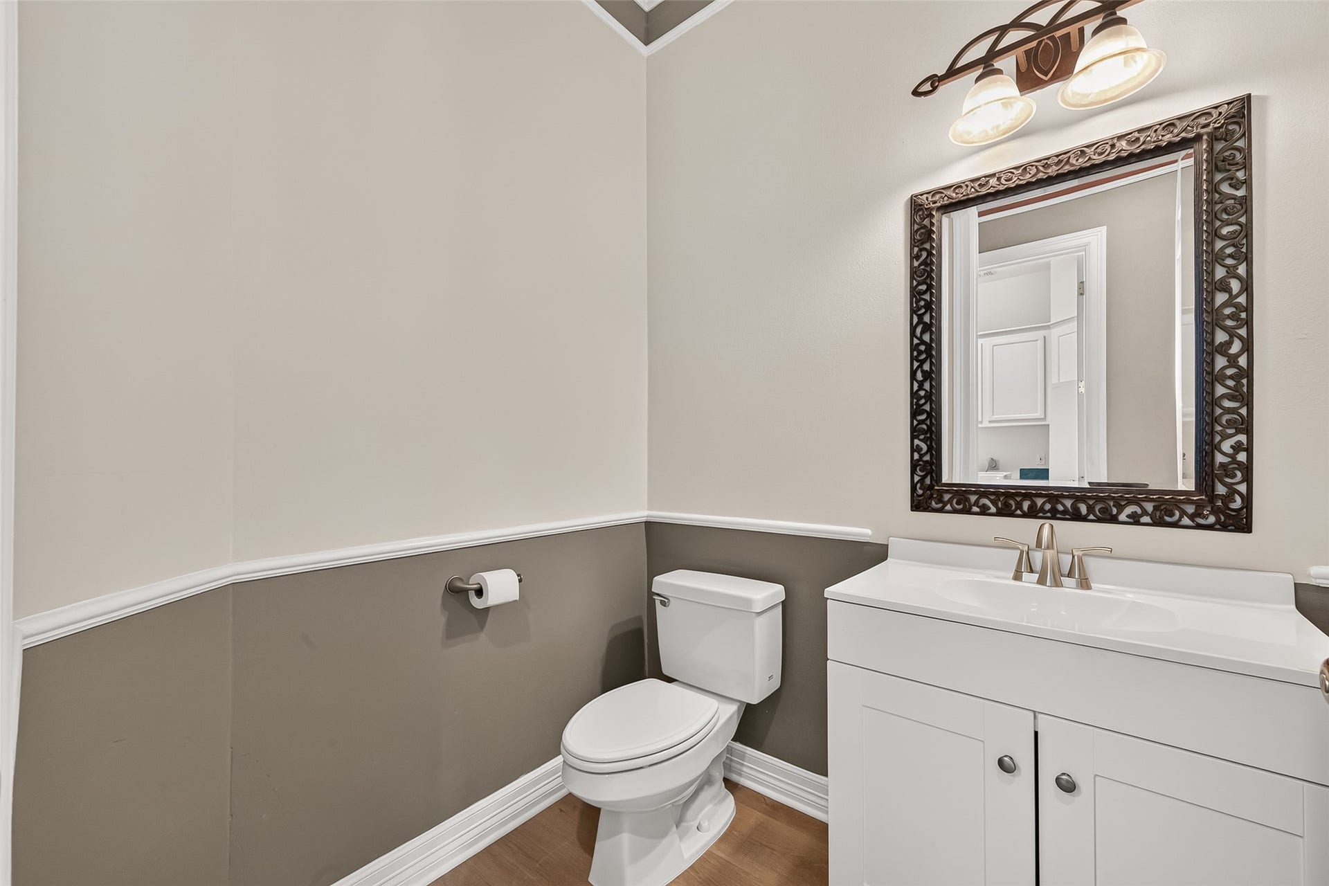 63 Harbor View Drive, Sugar Land, TX 77479 Updated powder bath off the kitchen area.