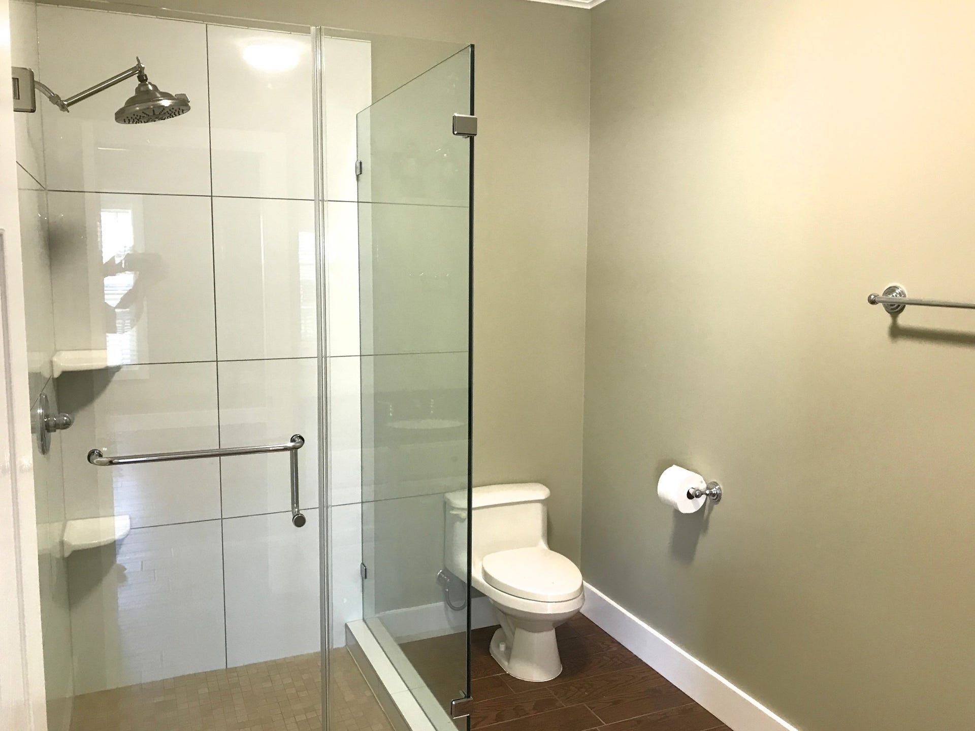 Shared bath room with sizeable walk in shower.
