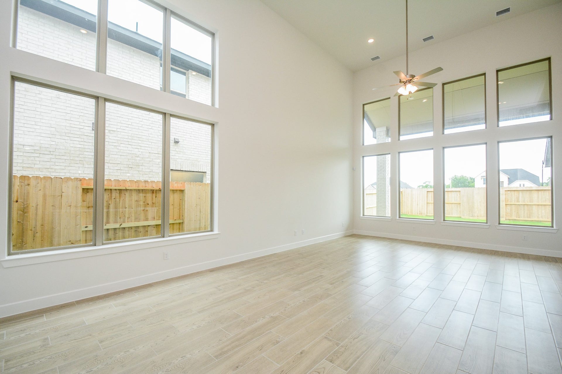 Spacious living area with large picture windows