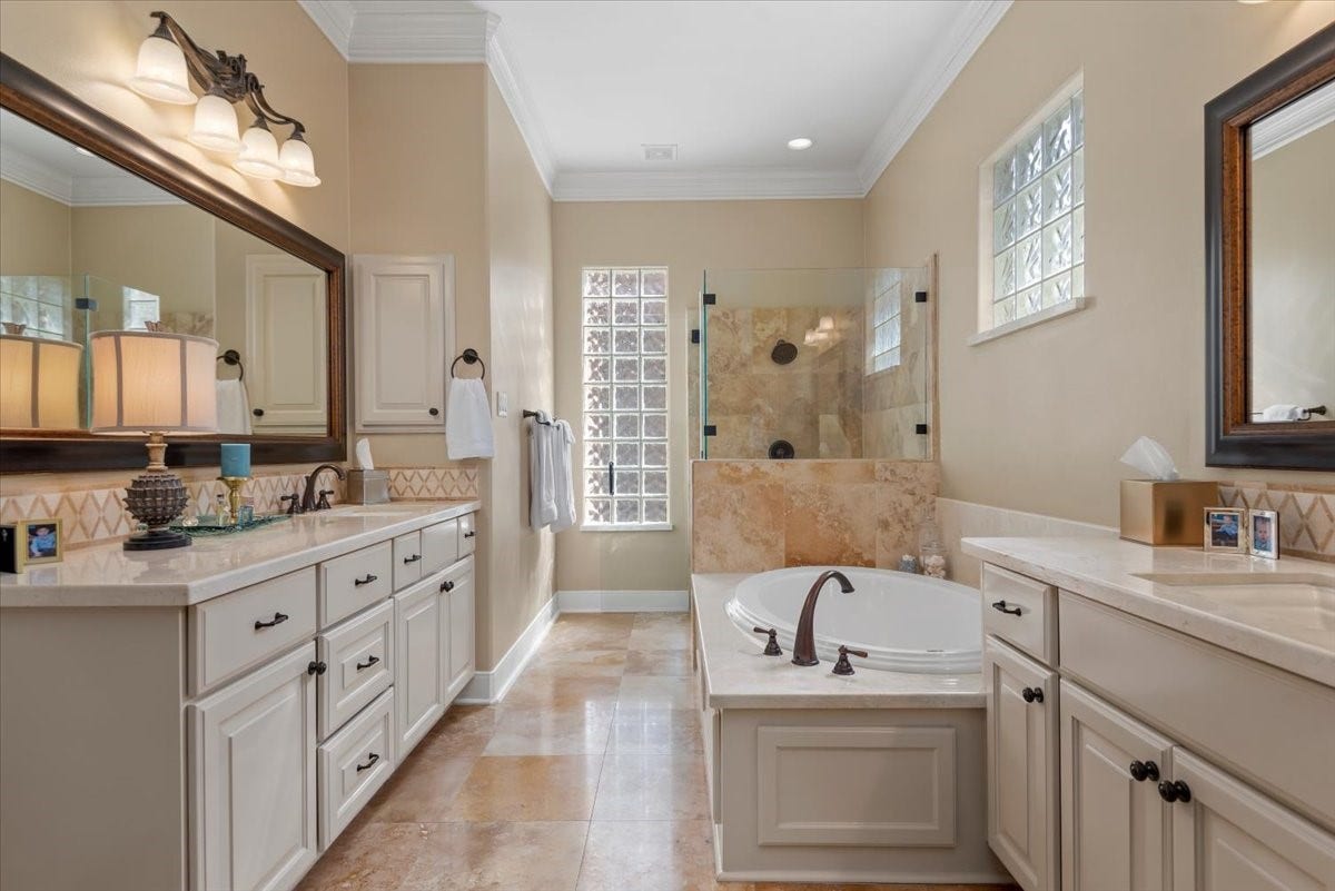 5530 Regal Landing Drive, Kingwood, TX 77345 Glass block windows ensure privacy while allowing plenty of natural light.