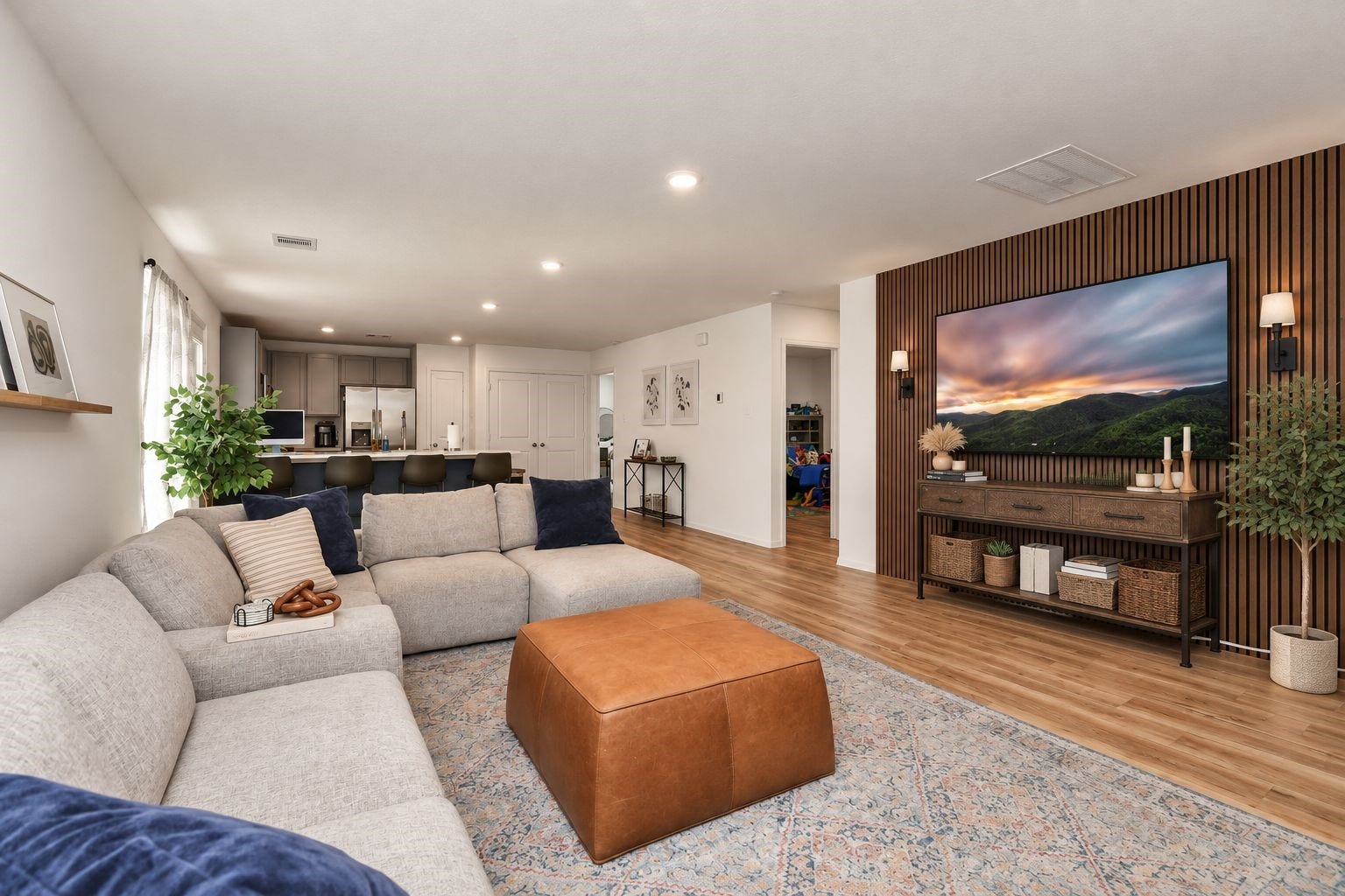 932 Gentle Moss Drive, Magnolia, TX 77354 Accent wall added to this cozy living room (virtually added to original picture)!