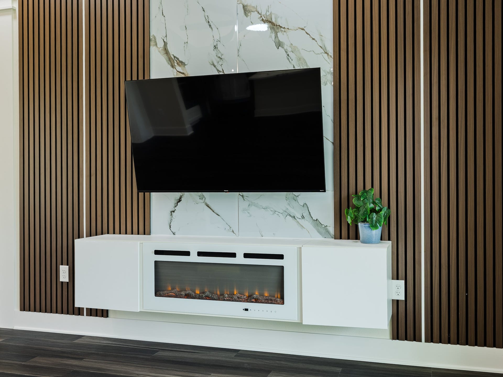 500 Campfire Trail, Angleton, TX 77515 Entertainment center with built in electric fireplace.