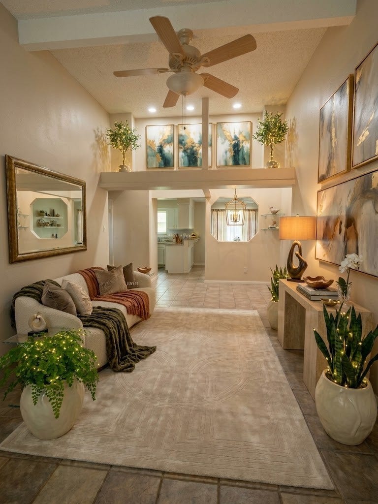 4502 Haiti Lane, Pasadena, TX 77505 Living room virtually staged no decor nor furniture included