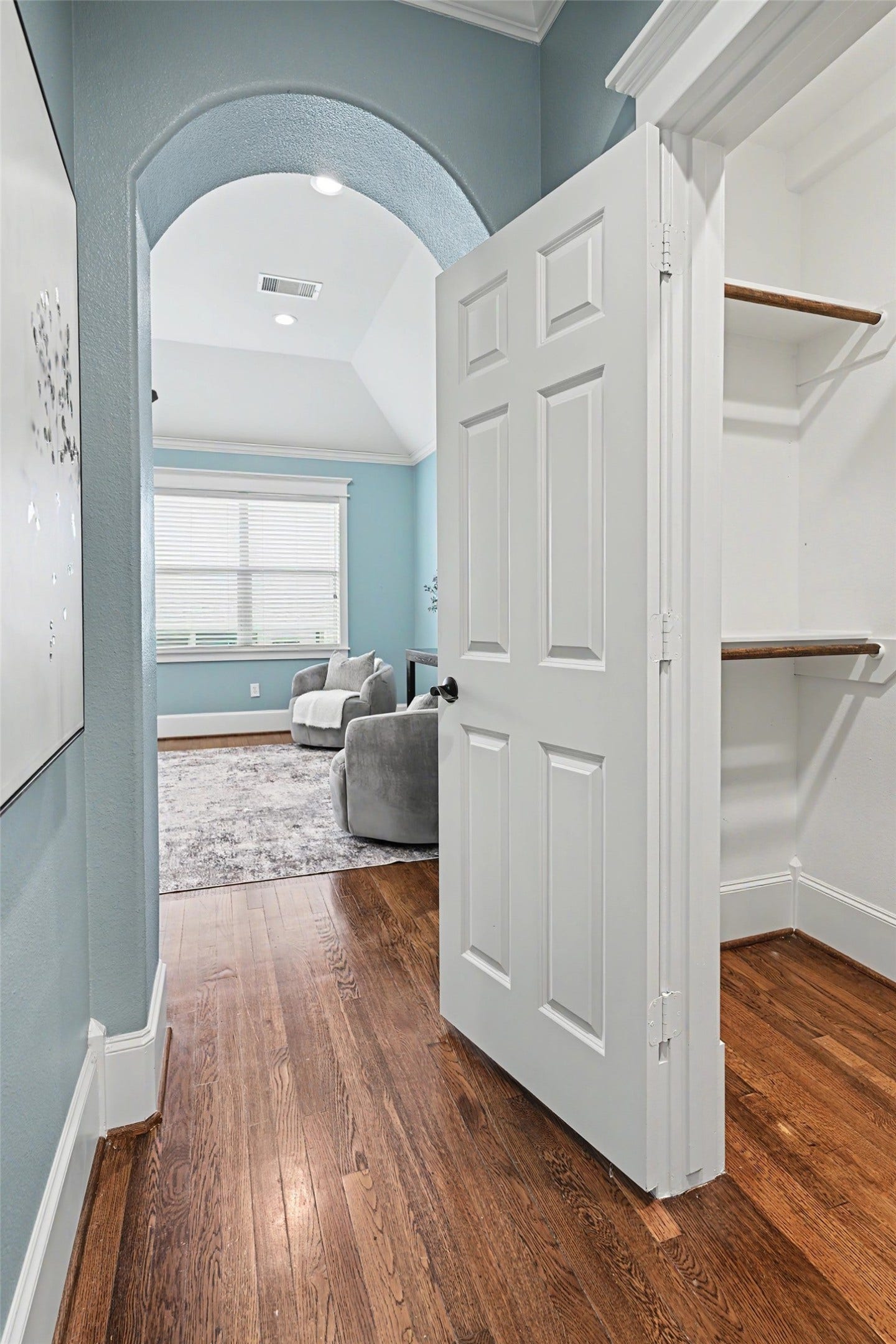 Vestibule of the primary bedroom with second walk-in closet to the right.