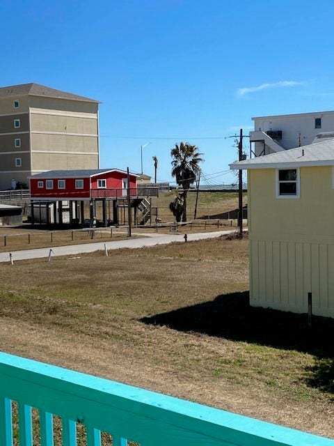 3601 Princeton, Galveston, TX 77554 The view from 1st unit in duplex showing the seawall.