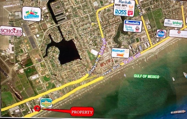 3601 Princeton, Galveston, TX 77554 Map showing the excellent location of the compound.