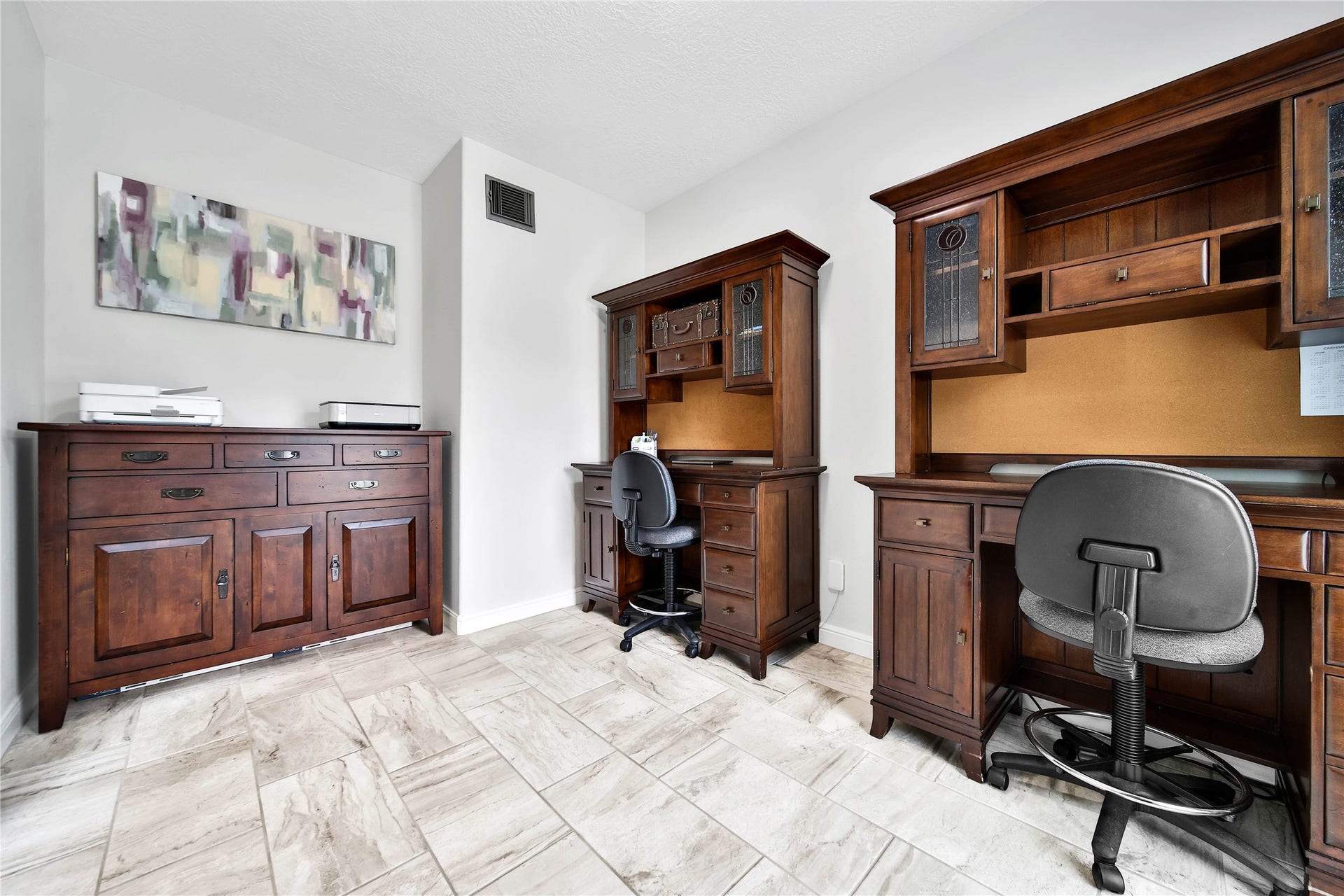 Functional Study located off the foyer, is the perfect place to get work done.
