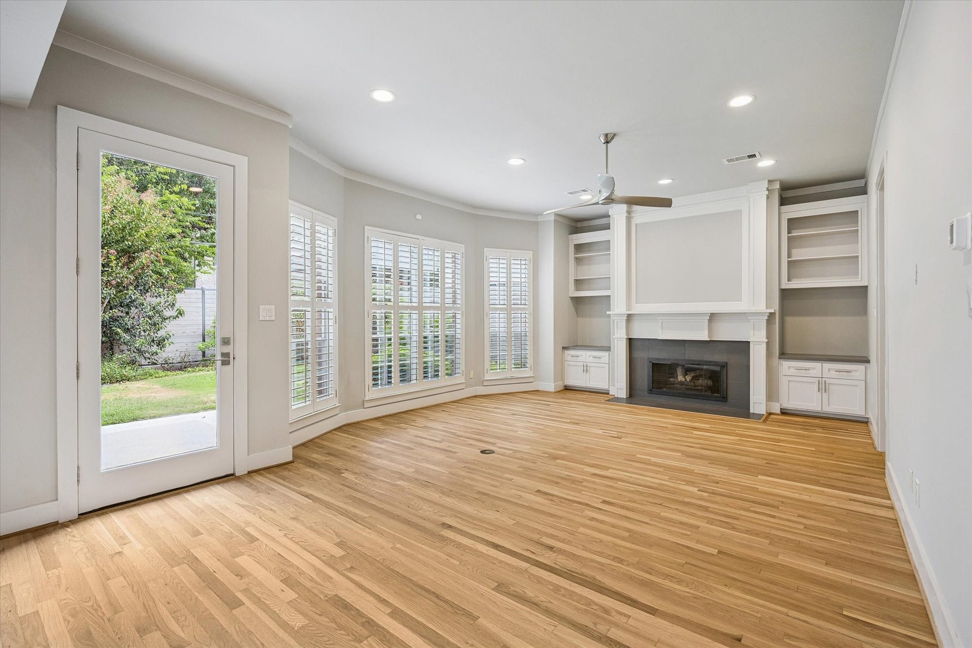 This image captures the newly, refinished and re-stained hardwood floors.