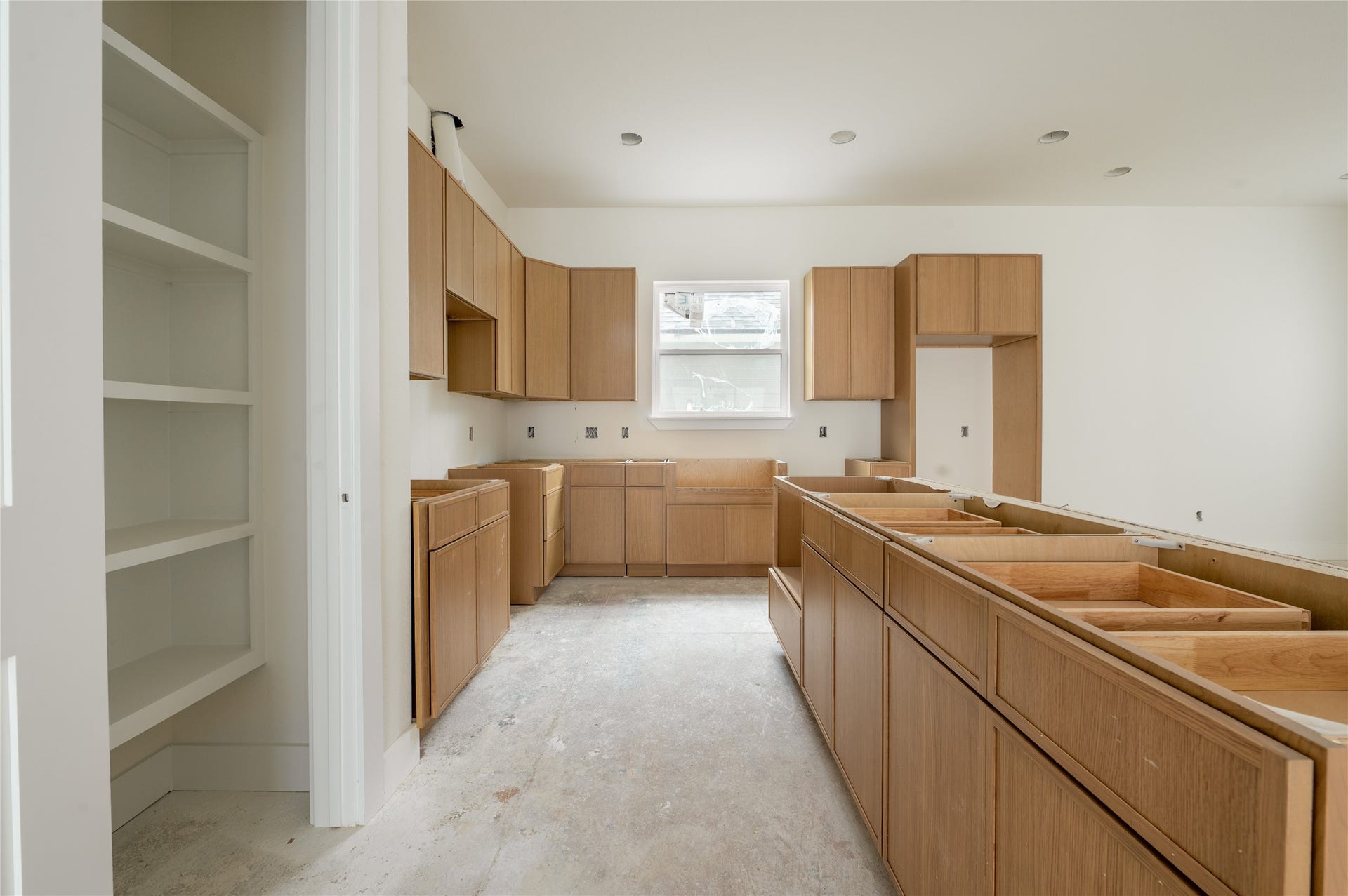 Second floor kitchen with modern slim shaker cabinets