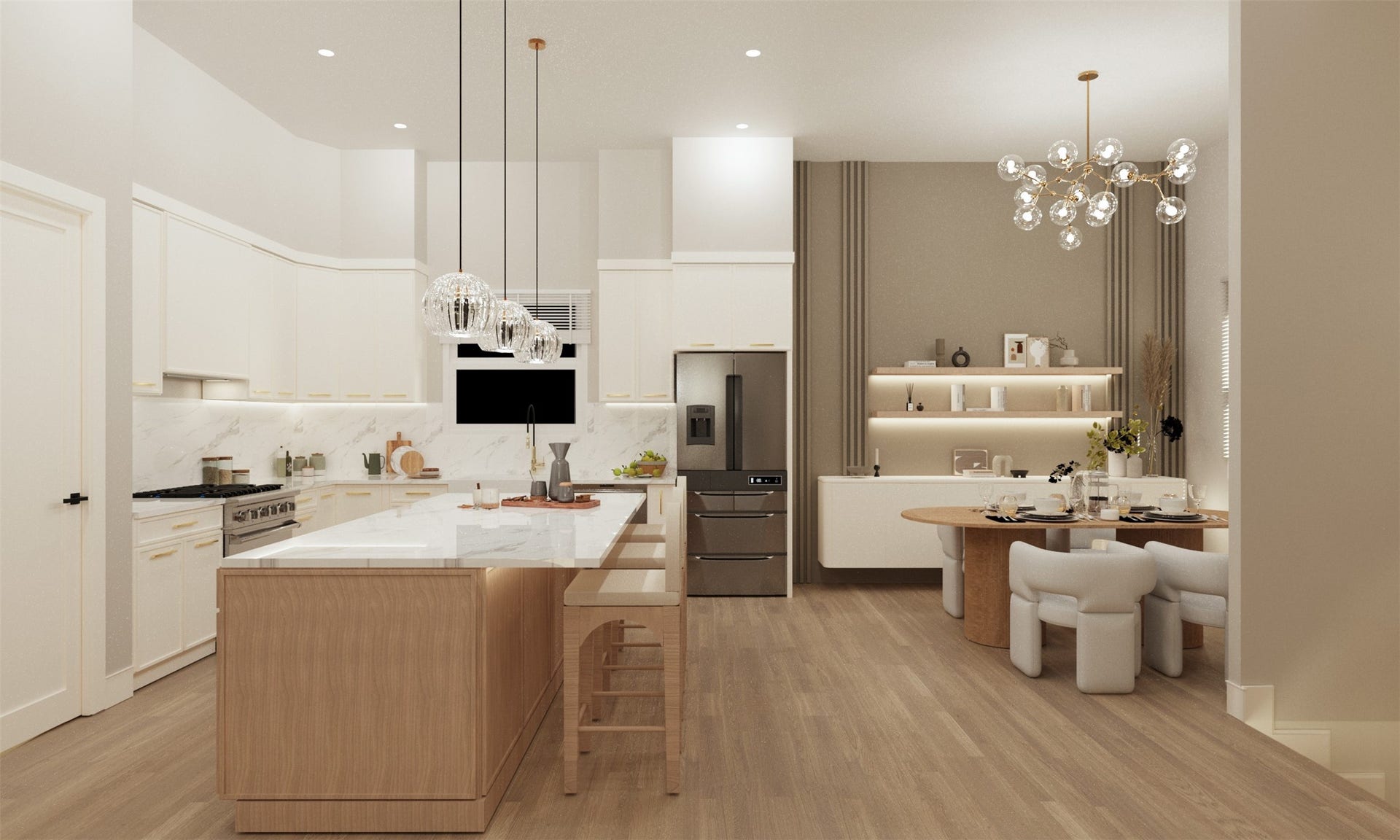 Rendering of the kitchen and dining room
