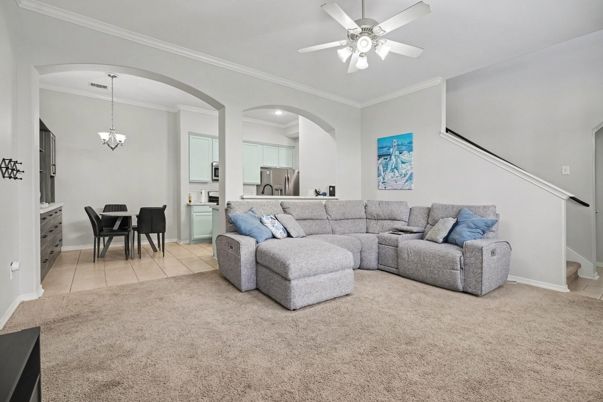 2804 Sand Dune Drive, Seabrook, TX 77586 Living room. Interior has been recently repainted giving it a warm and inviting feel.