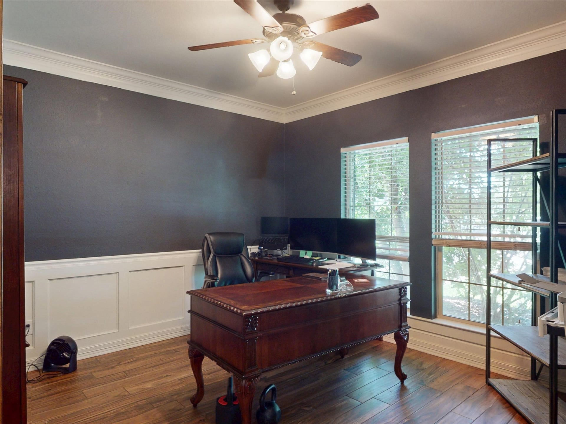 436 Old Orchard Court, Dickinson, TX 77539 Private study with wainscoting and crown molding
