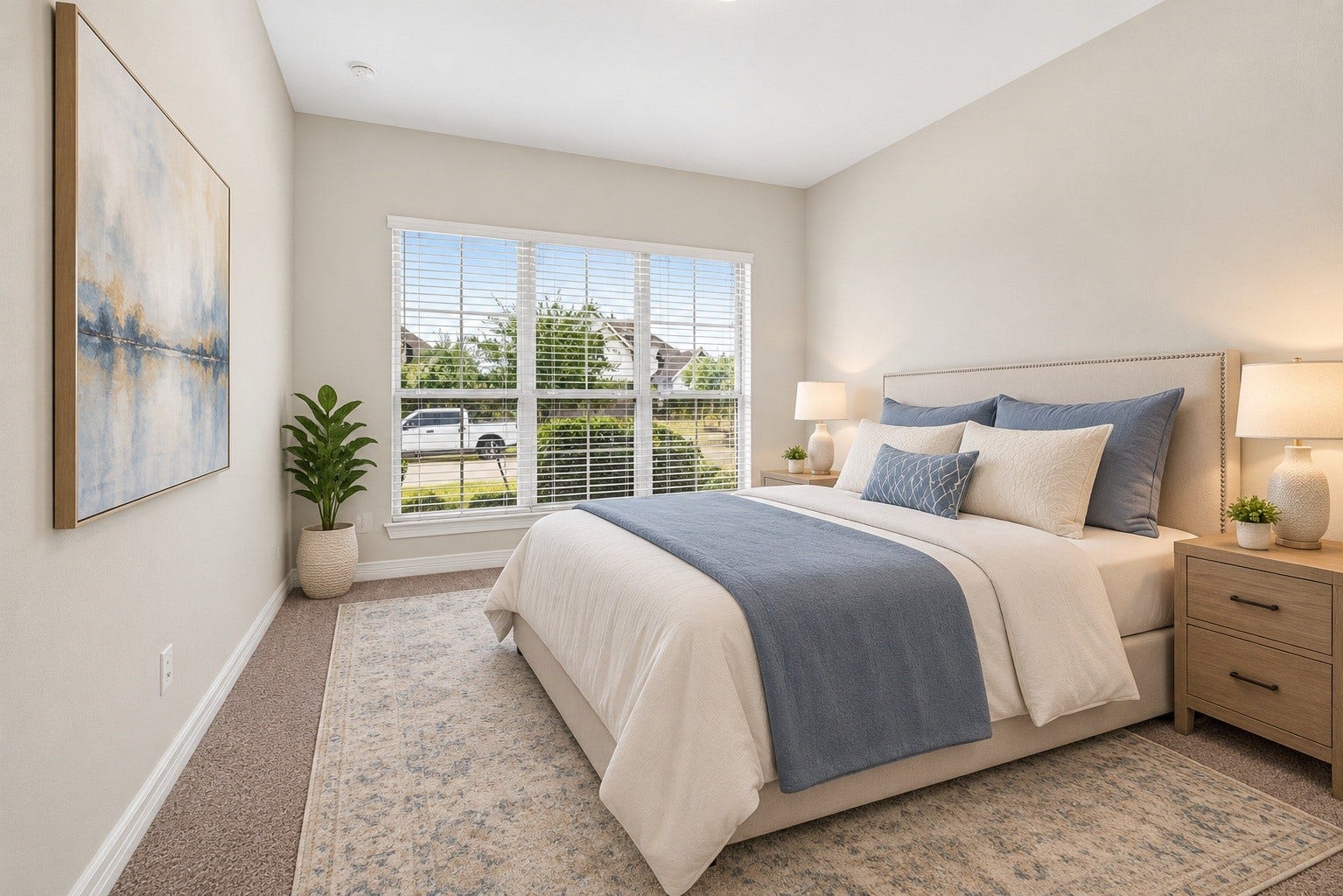 10706 Hazel Hills Drive, Cypress, TX 77433 This bright and cozy second bedroom offers a warm, peaceful atmosphere with generously sized windows flood the room with soft natural light throughout the day, creating an uplifting and cheery feel.