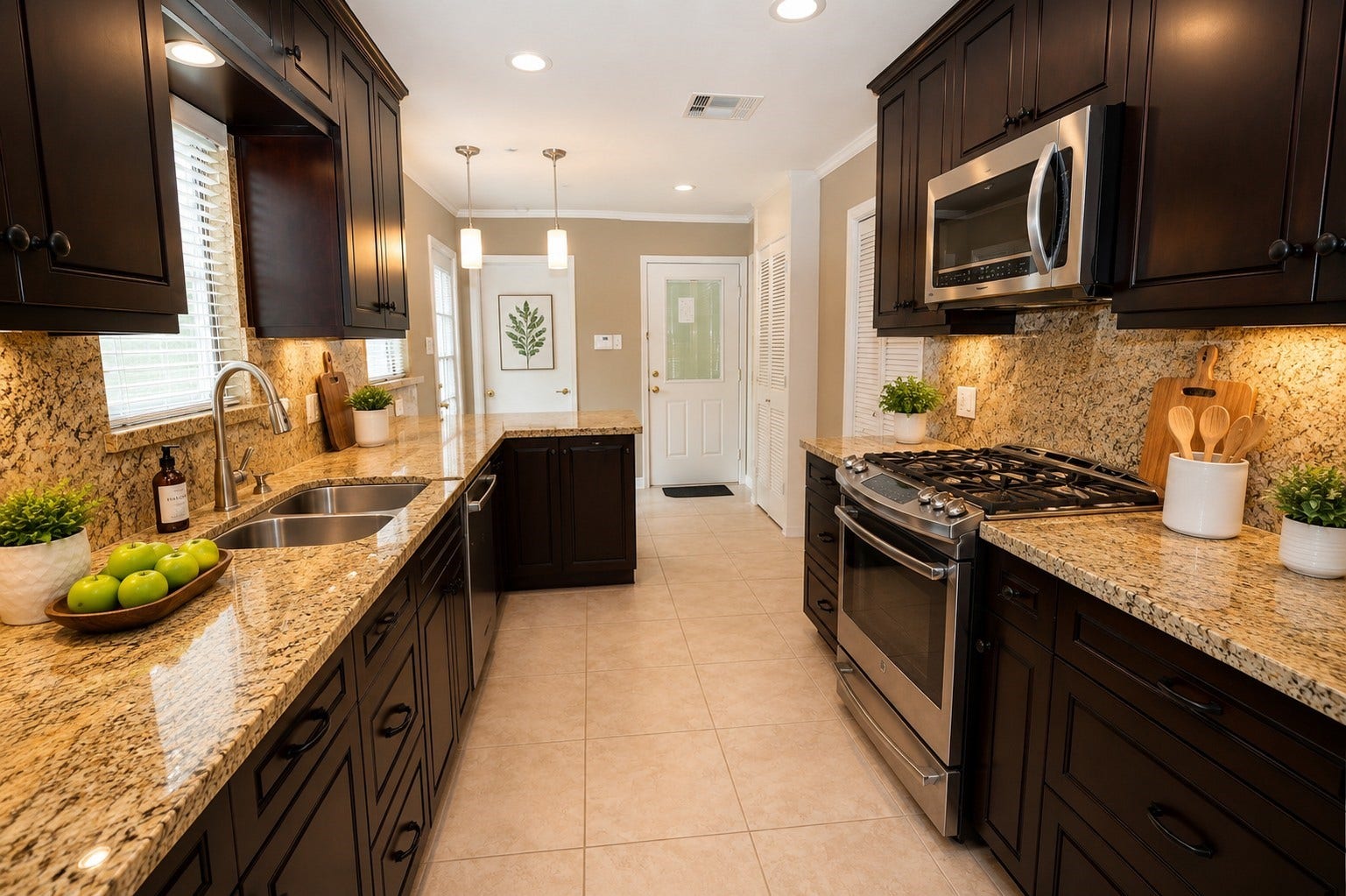 Bright and spacious remodeled kitchen with custom maple cabinets and modern finishes.