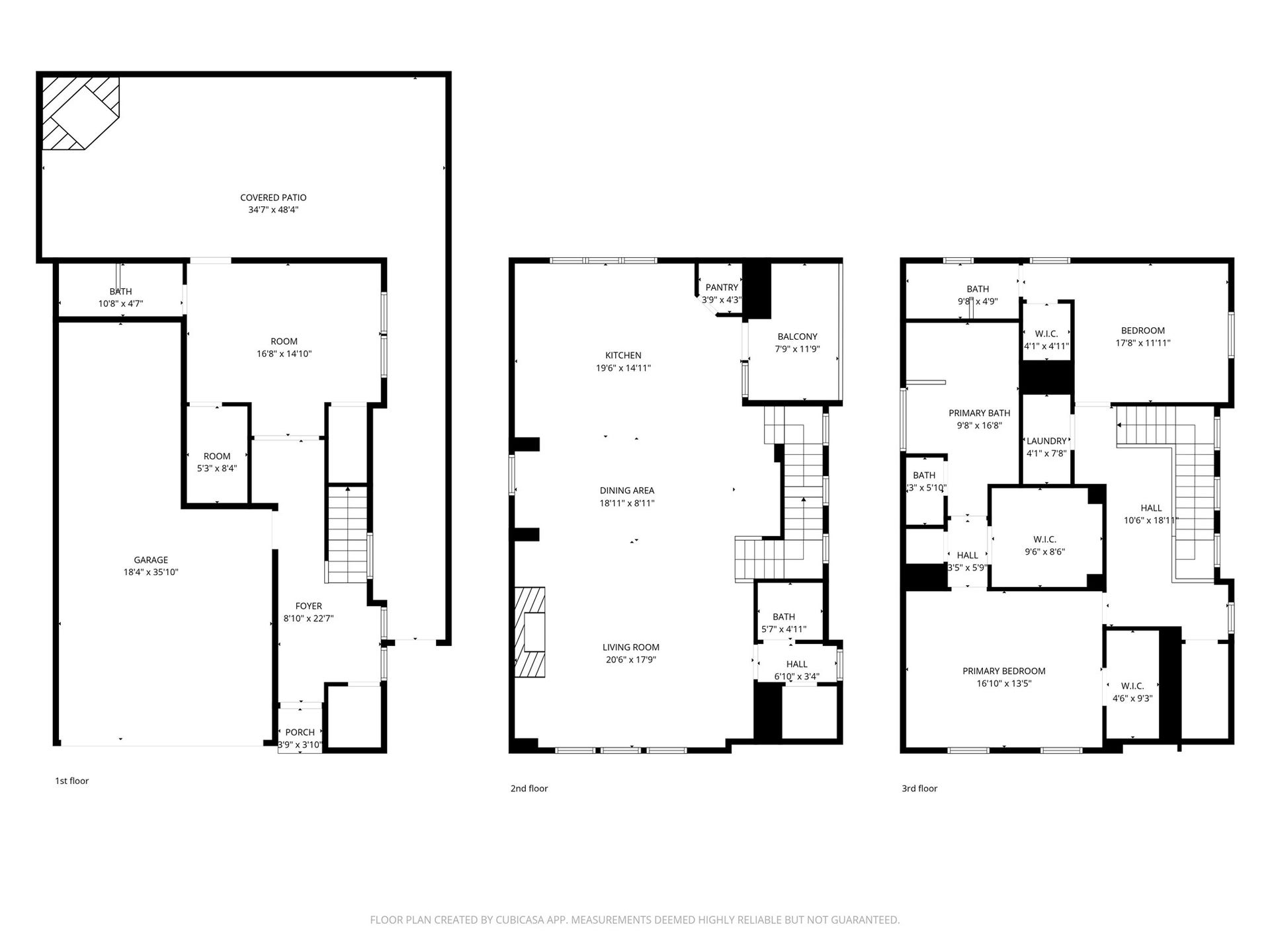 Full three-story floor plan illustrating the overall layout, room relationships, and flow throughout the home.