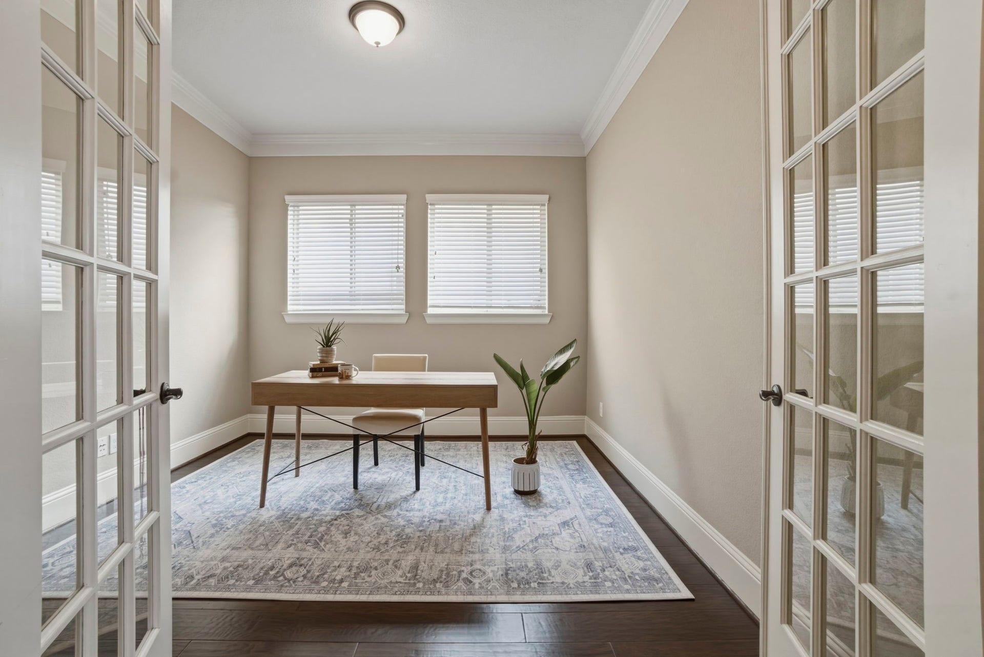 75 W Sawyer Ridge Drive, The Woodlands, TX 77389 French doors open to the study, perfect for working from home.