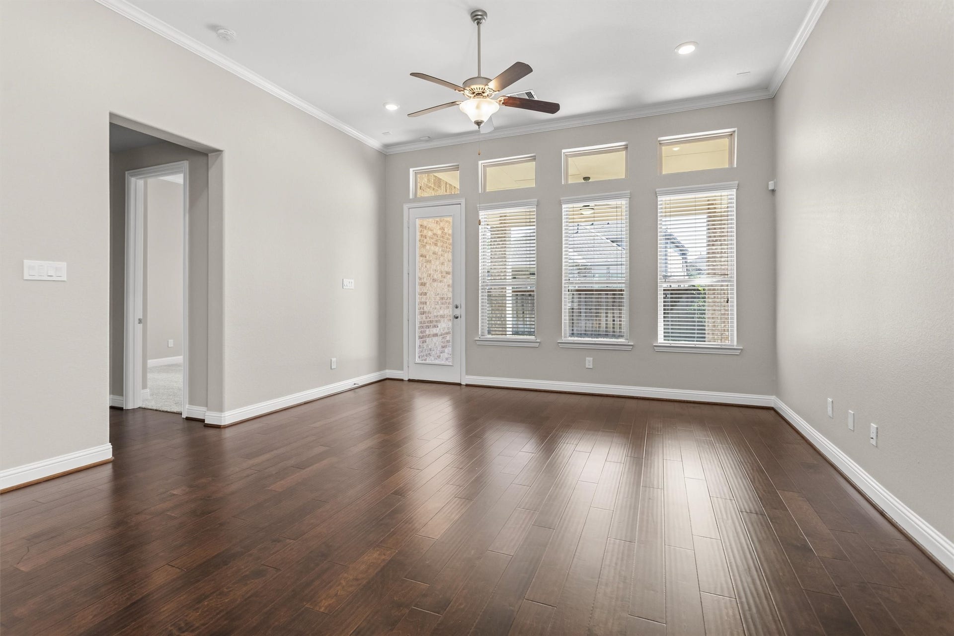 28205 Bennett Pass Drive, Spring, TX 77386 Primary suite off hallway to the left of the living area