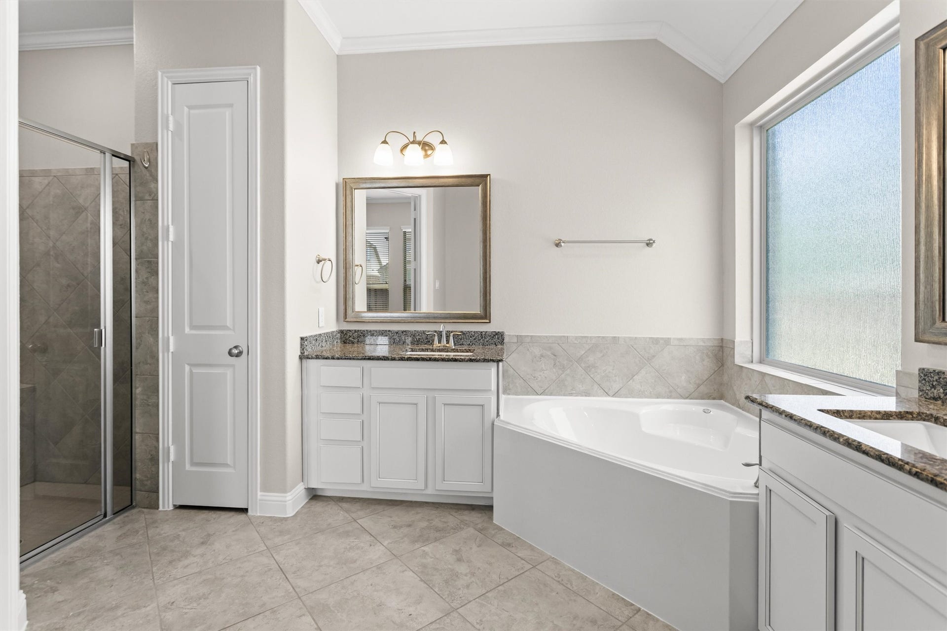 28205 Bennett Pass Drive, Spring, TX 77386 Separate shower with glass doors. Linen closet too.