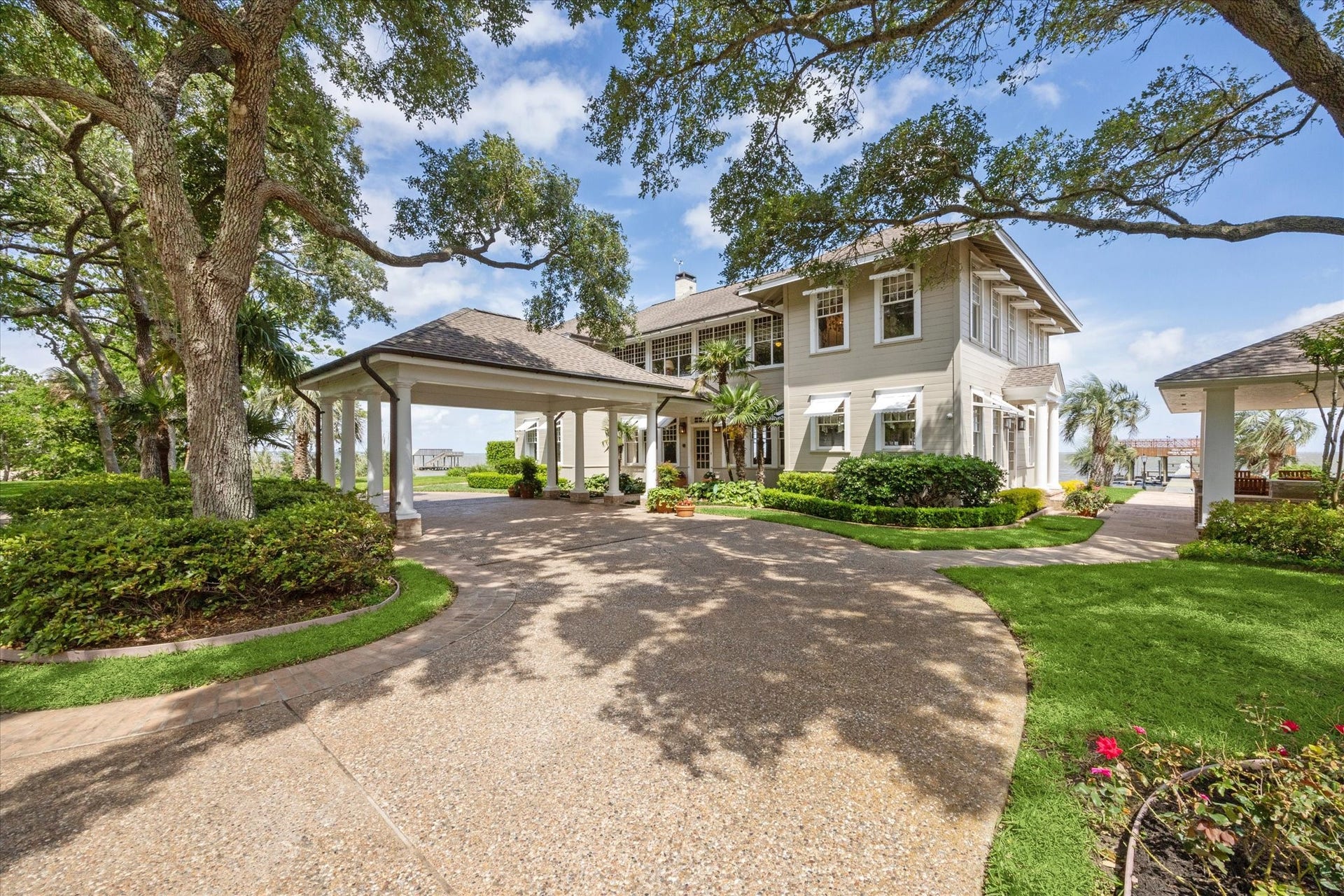 View of main house and porte-cochere.