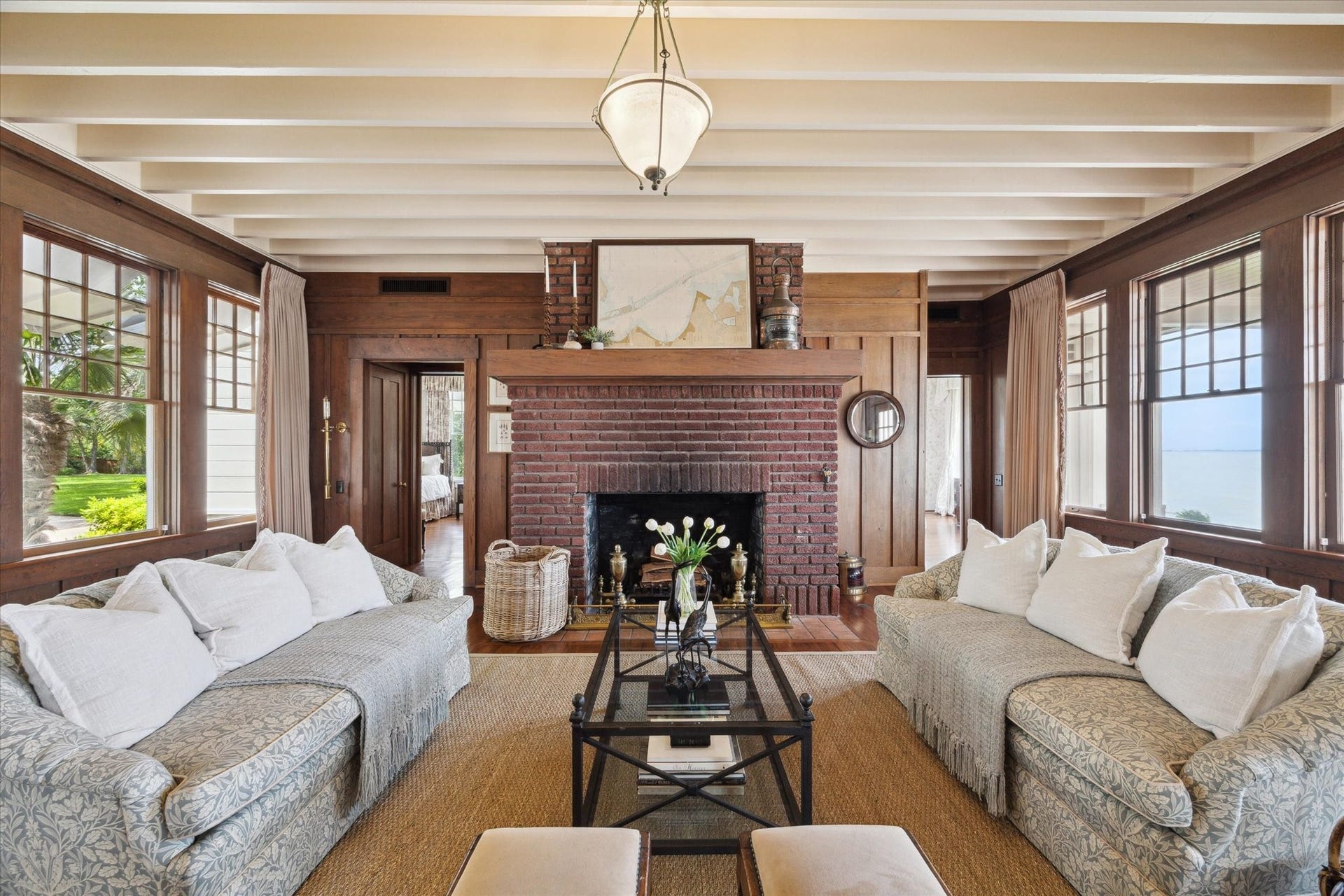 Living room on first floor of historic main house.