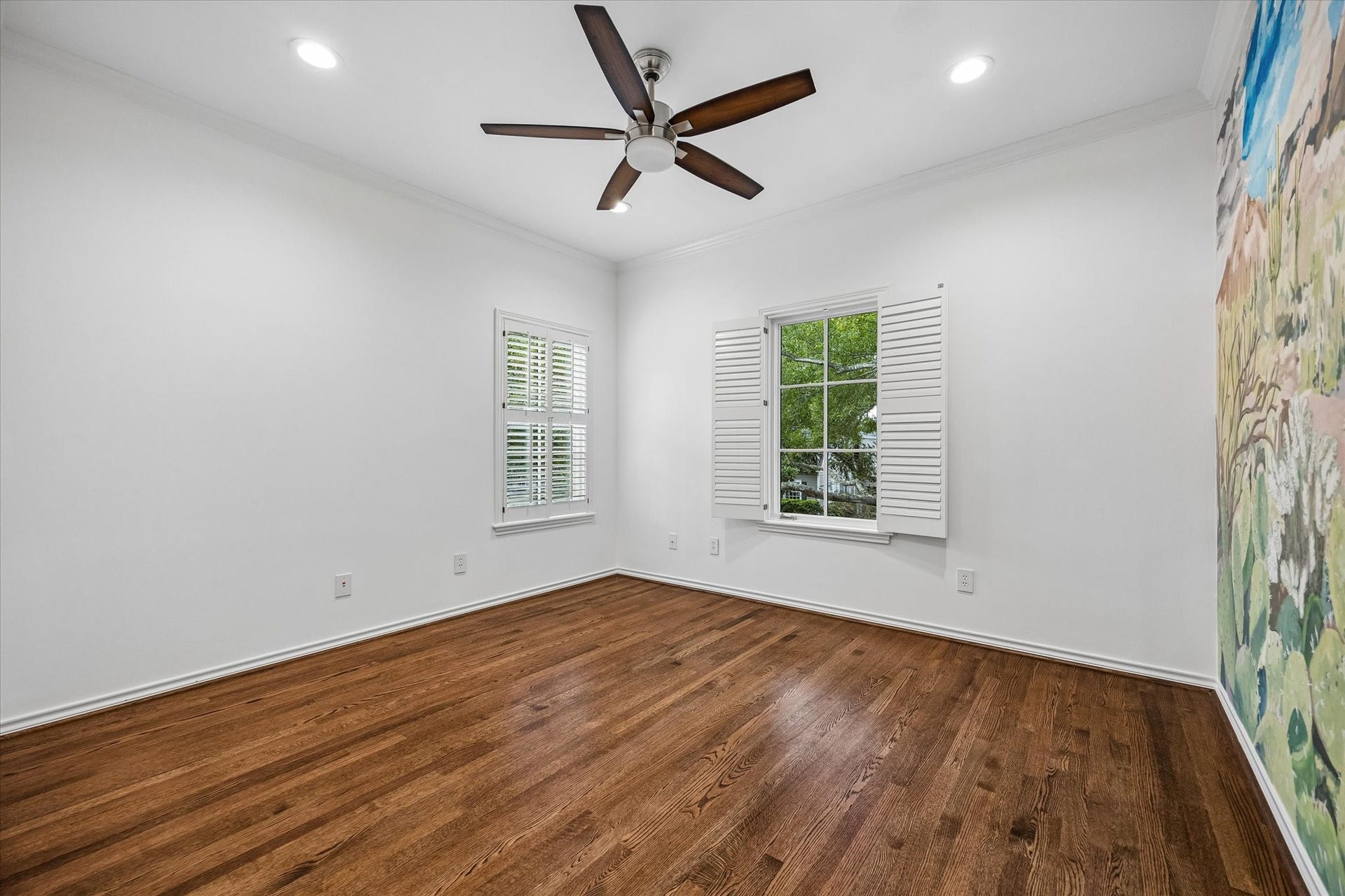 3111 Carnegie Street, Houston, TX 77005 Handsome secondary bedrooms with 2026 paint, hardwoods & plantation shutters.