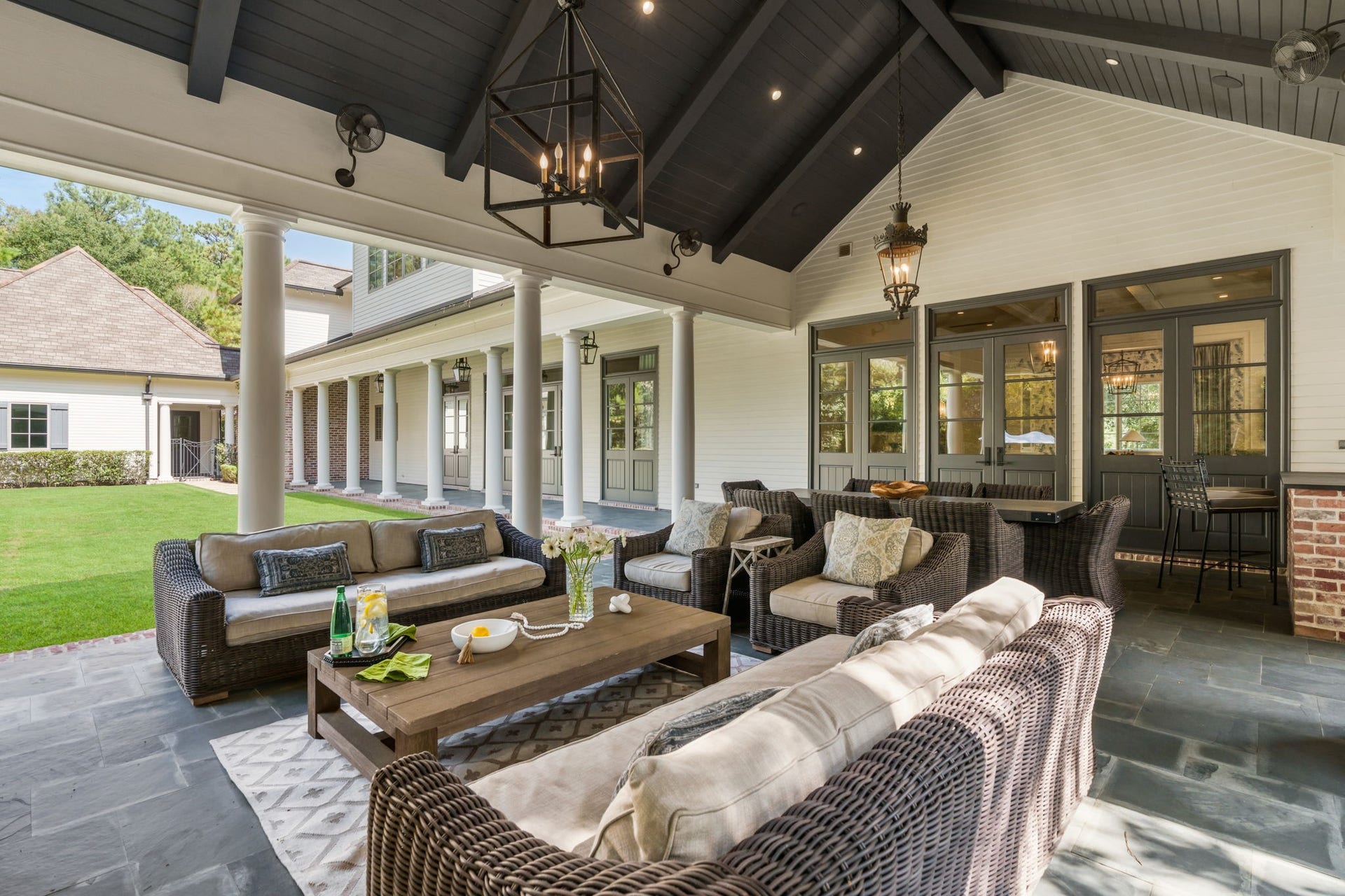 14 Peony Springs Court, The Woodlands, TX 77382 Another view from the veranda overlooks a spacious green space perfect for pets, play and just enjoying.
