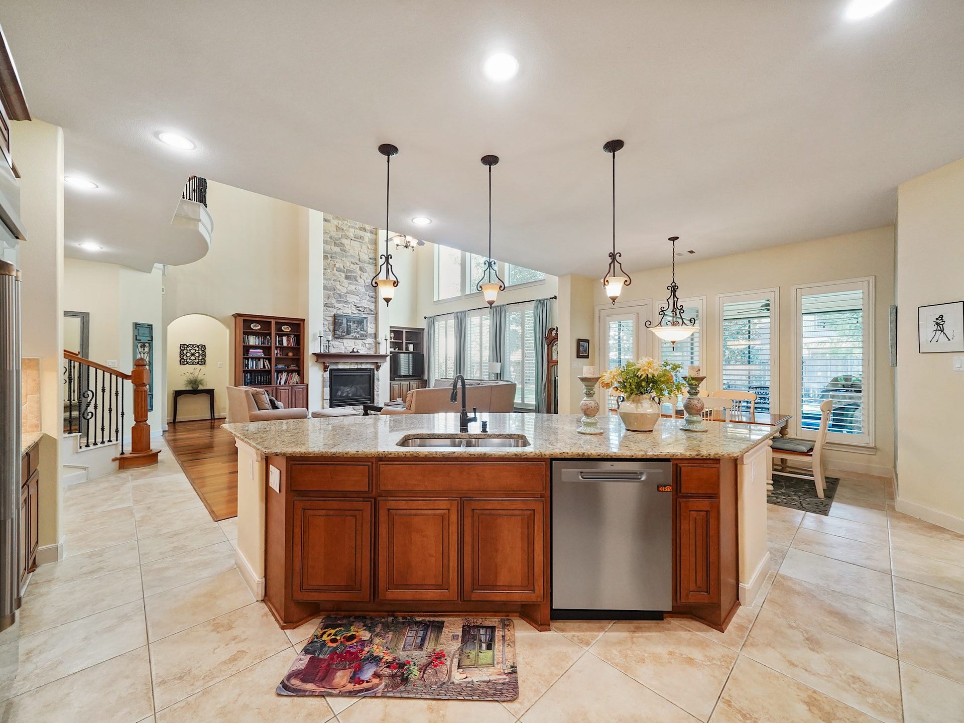 5907 Hawthorne Garden Way, Katy, TX 77494 Open to the family room, the kitchen keeps everyone connected while offering a 42-inch JennAir refrigerator, replaced in 2022, and a GE dishwasher replaced in June 2026.
