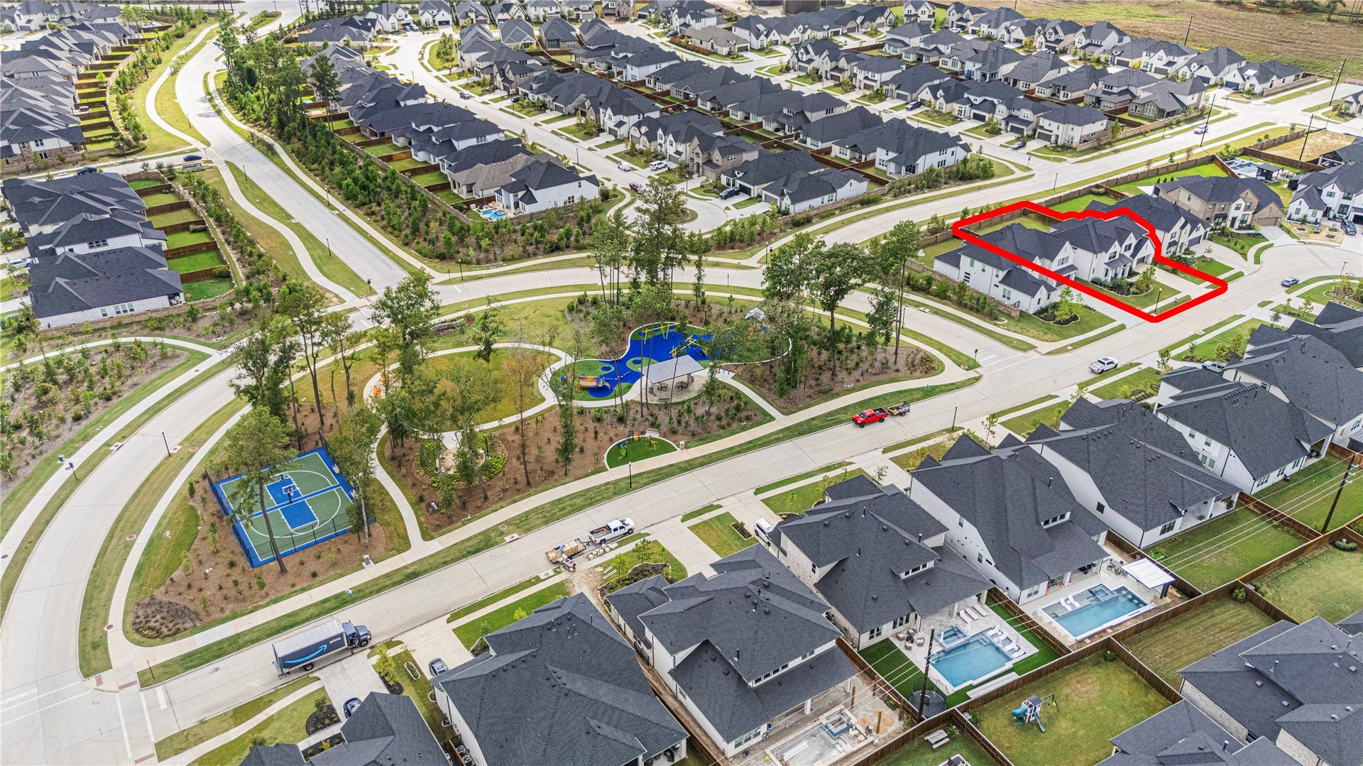 4810 Antler Run Drive, Spring, TX 77386 Nestled in a vibrant neighborhood, this home is ideally situated near a lush park with a playground and basketball court, offering a perfect blend of community and recreation.