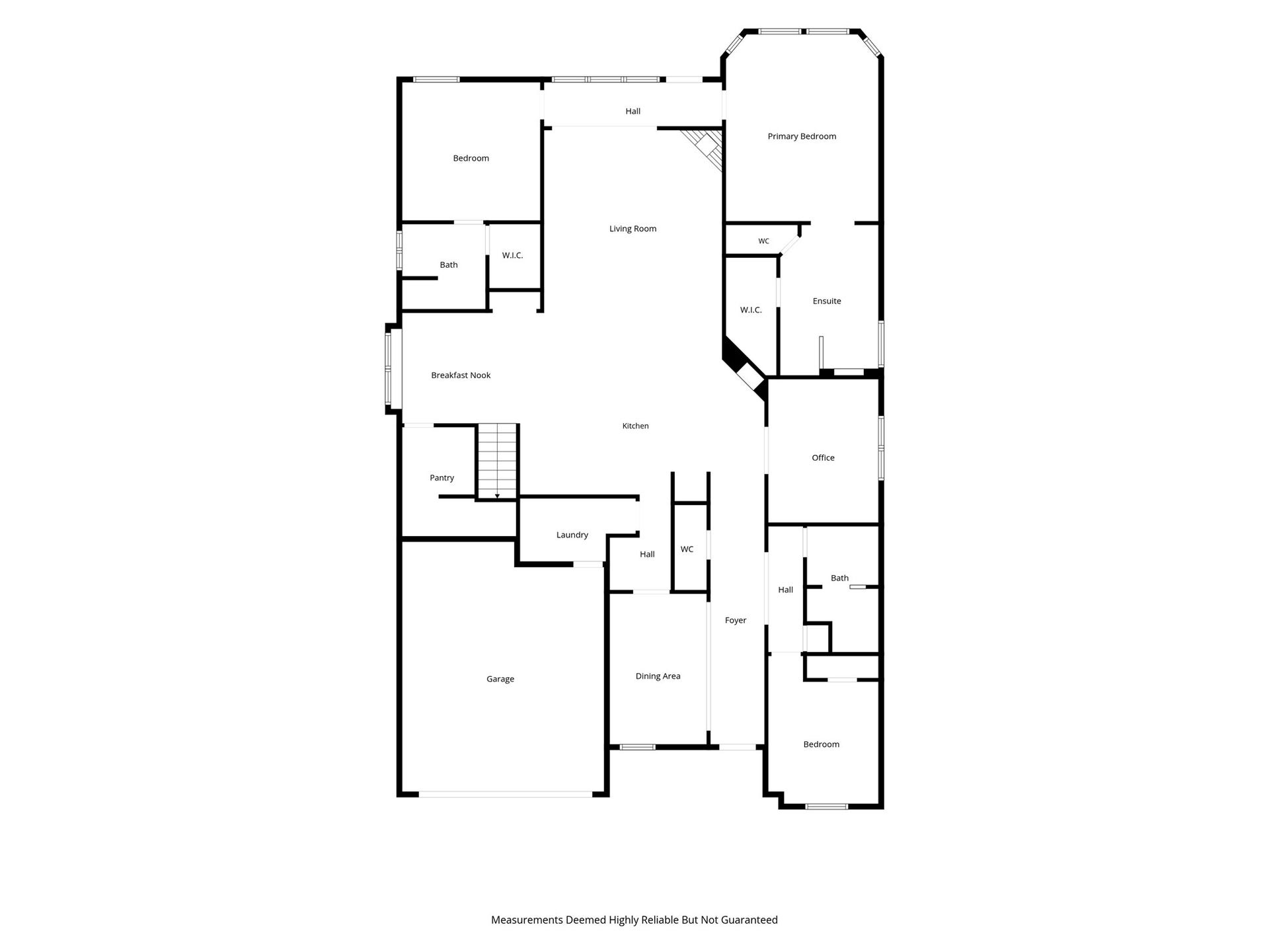 11 Whispering Thicket Place, The Woodlands, TX 77375 First-floor floor plan showcasing the thoughtfully designed layout, including the primary suite, secondary bedrooms, study, kitchen, dining, and living areas.