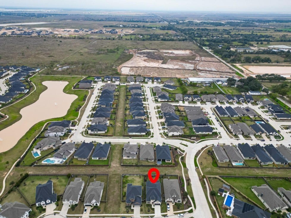 3123 Lantana Trail, Katy, TX 77493 From above, this view highlights the home's desirable location within the neighborhood. Notice the added privacy provided by the absence of direct rear neighbors.