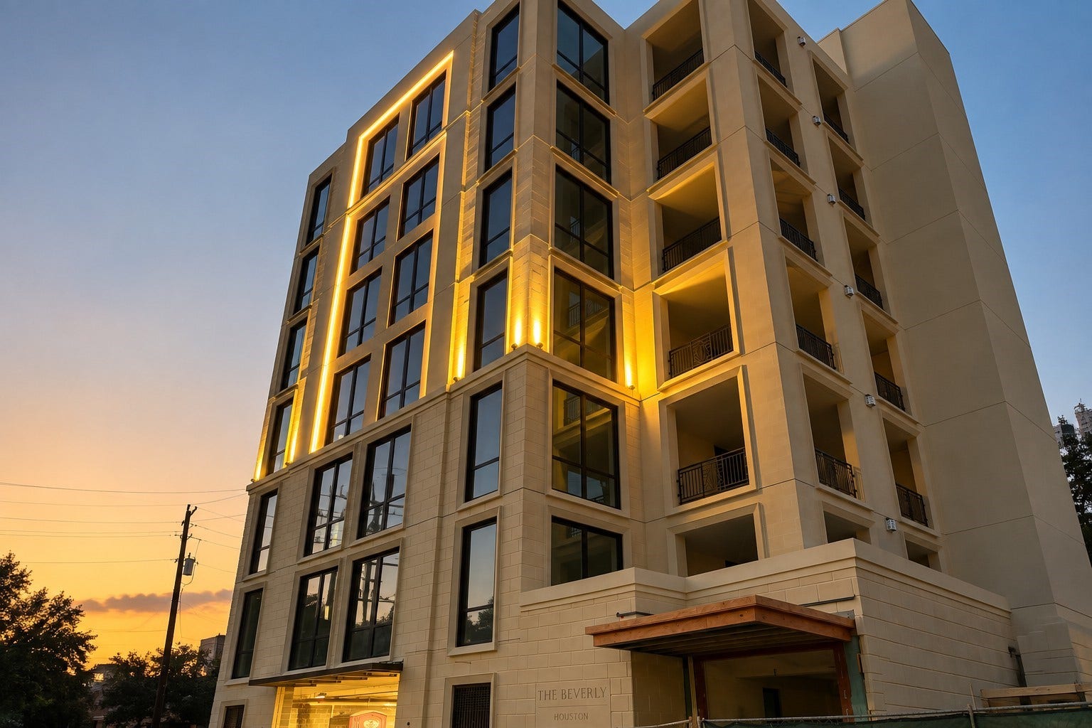 5010 Longmont Drive, #PH-6, Houston, TX 77056 Dusk at The Beverly.