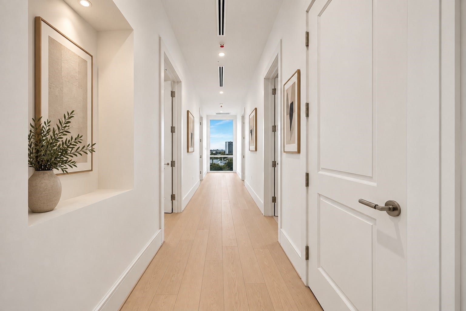 5010 Longmont Drive, #PH-6, Houston, TX 77056 Gallery Hallway to Bedrooms & Laundry