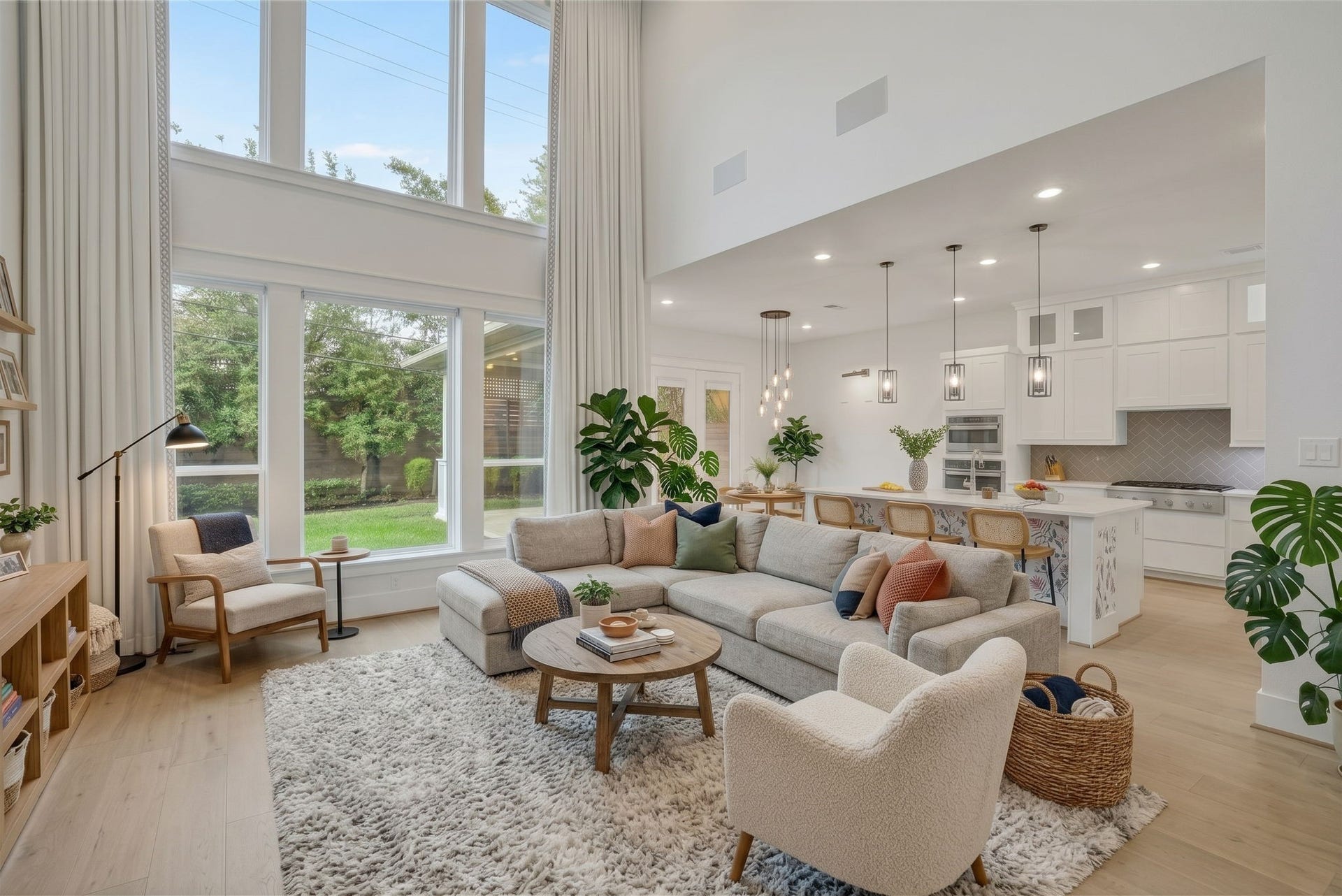 8558 Ridgepoint Drive, Houston, TX 77055 Substantial seating and a restrained palette suit the room's proportions.