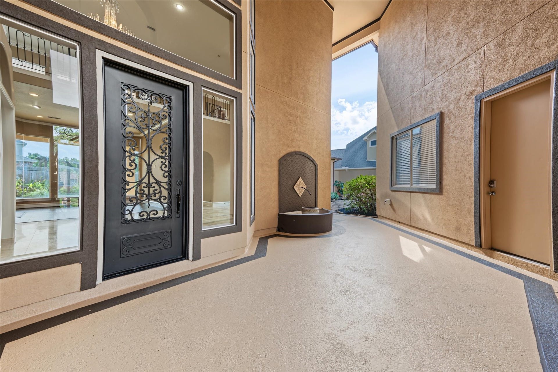 Interior Entrance Courtyard and Breezeway Patio with Fountain