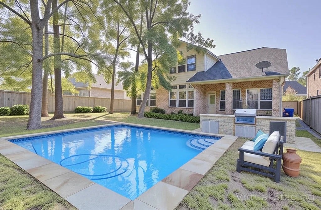 70 S Almondell Circle, The Woodlands, TX 77354 Backyard has room for a pool.