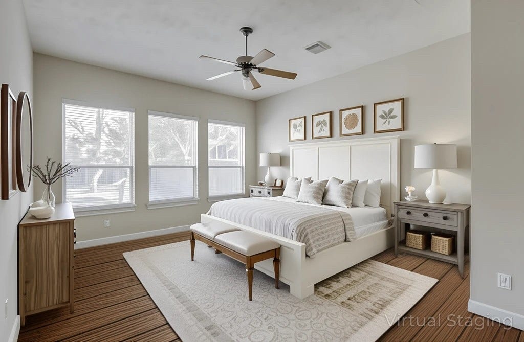 70 S Almondell Circle, The Woodlands, TX 77354 Main Bedroom with proposed wood floor continuation.