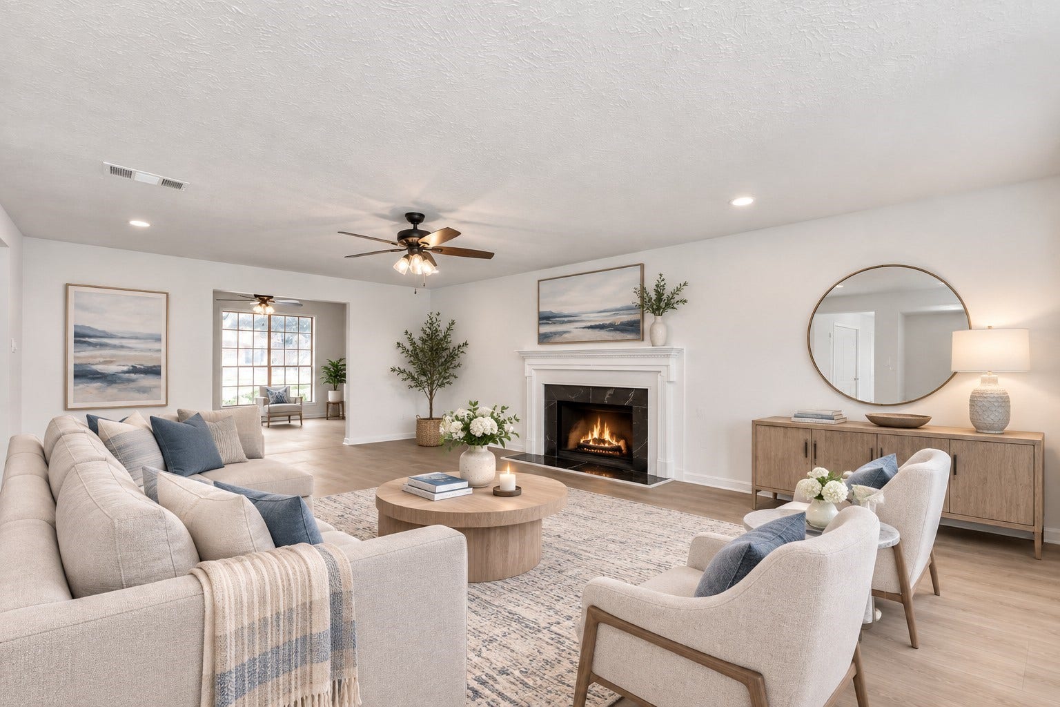15047 Tramore Drive, Houston, TX 77083 Virtually staging offers a glimpse of how easily this versatile area can be transformed into a comfortable everyday gathering place.